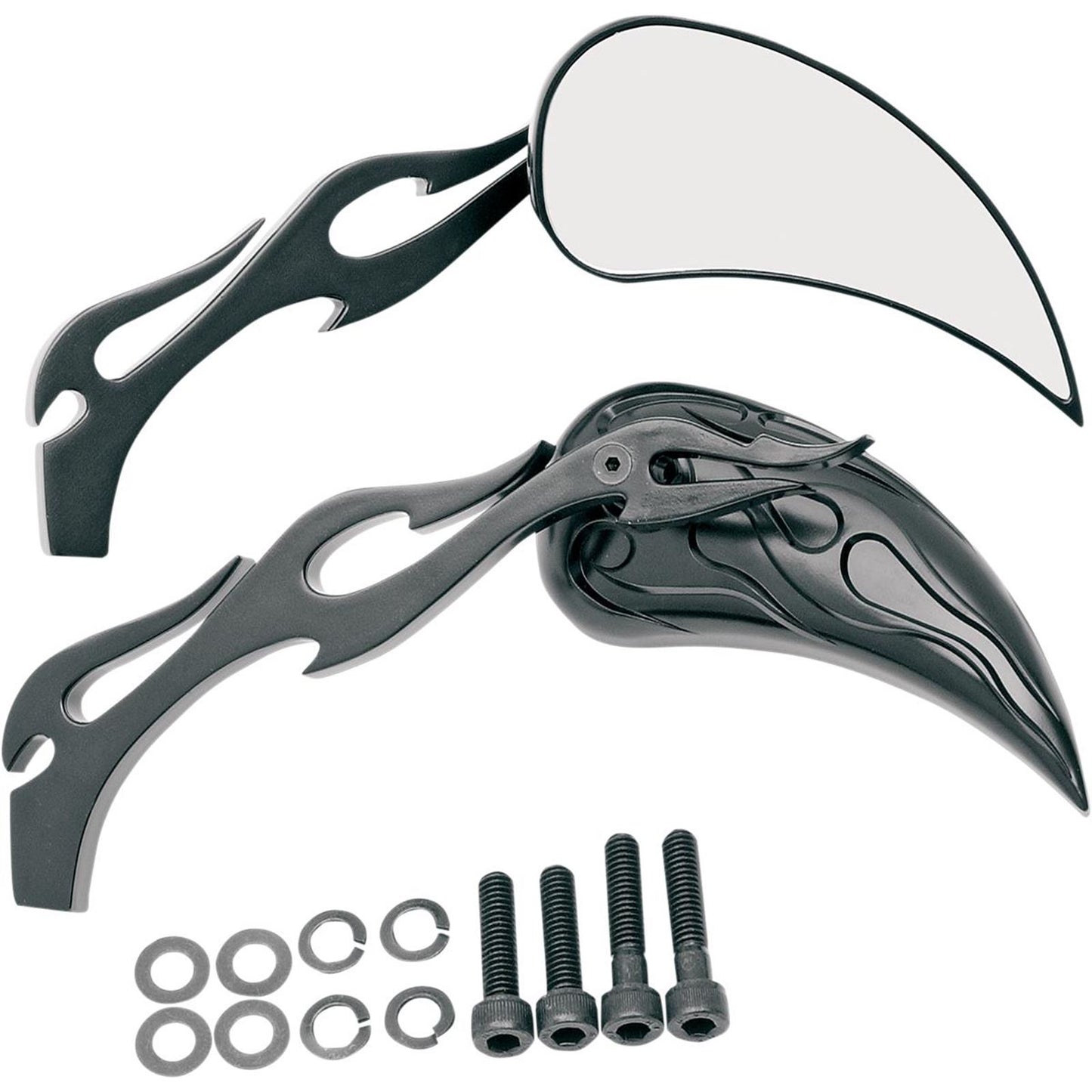 Drag Specialties Flame Mirrors - Black 0640-0289_259730