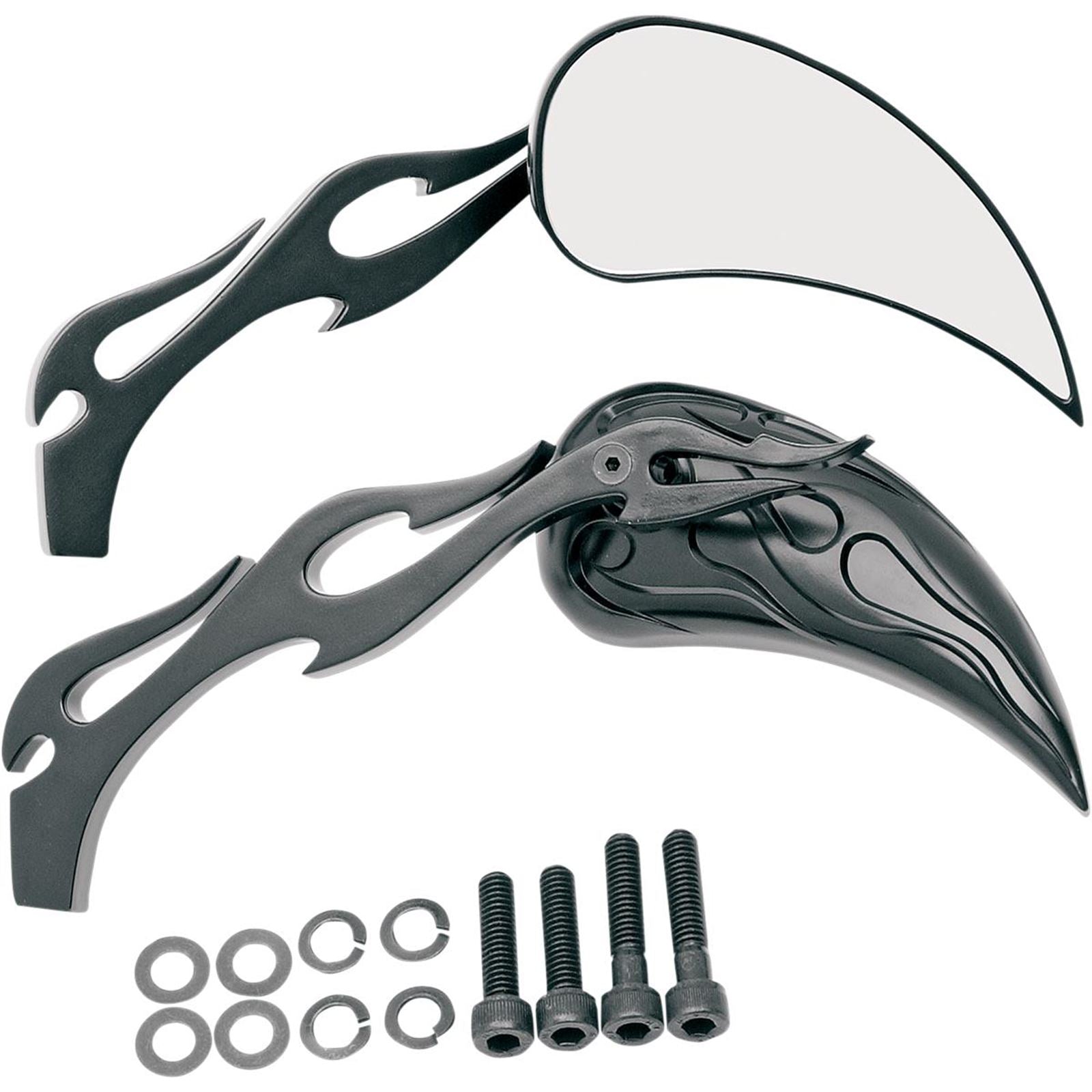 Drag Specialties Flame Mirrors - Black 0640-0289_259730