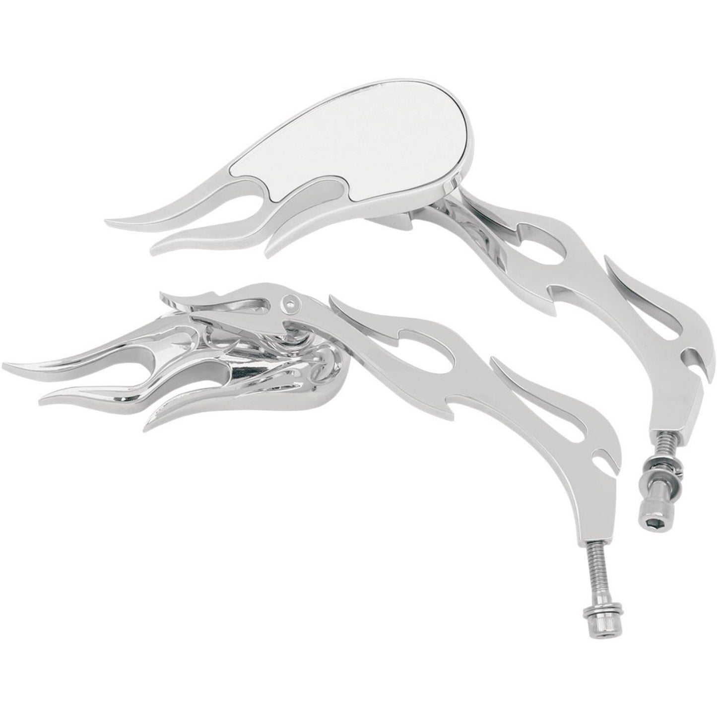 Drag Specialties Flame Style Die-Cast Mirrors 0640-0219_259745