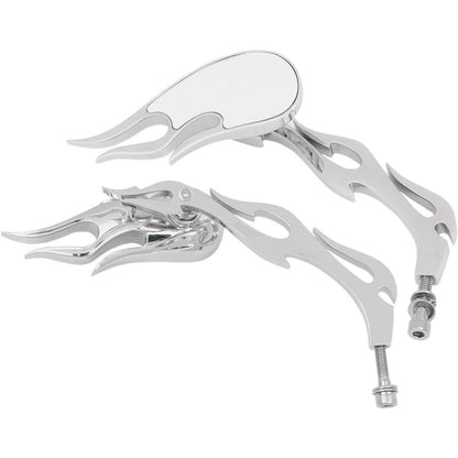 Drag Specialties Flame Style Die-Cast Mirrors 0640-0219_259745