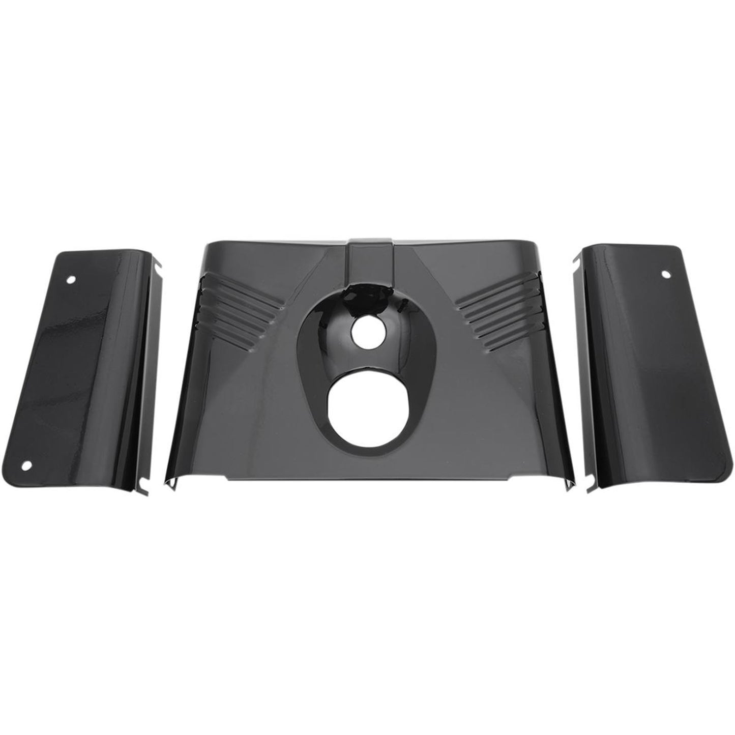 Drag Specialties 3-Piece Fork Tins - Gloss Black - Ribbed -  '86-'17 FLST 0411-0143_260130