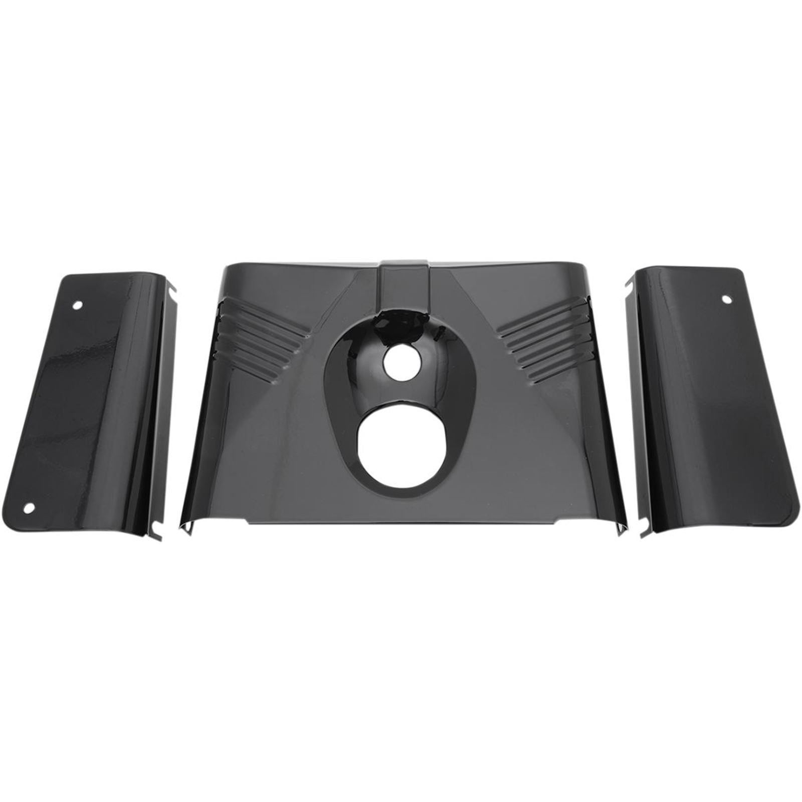 Drag Specialties 3-Piece Fork Tins - Gloss Black - Ribbed -  '86-'17 FLST 0411-0143_260130