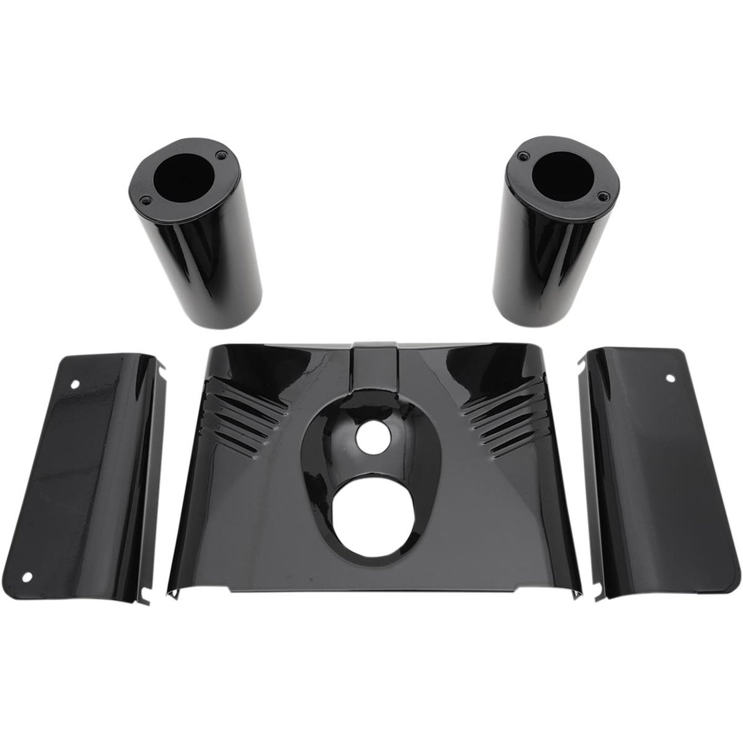 Drag Specialties 5-Piece Fork Tins - Gloss Black - Ribbed - '86-'17 FLST 0411-0144_260131