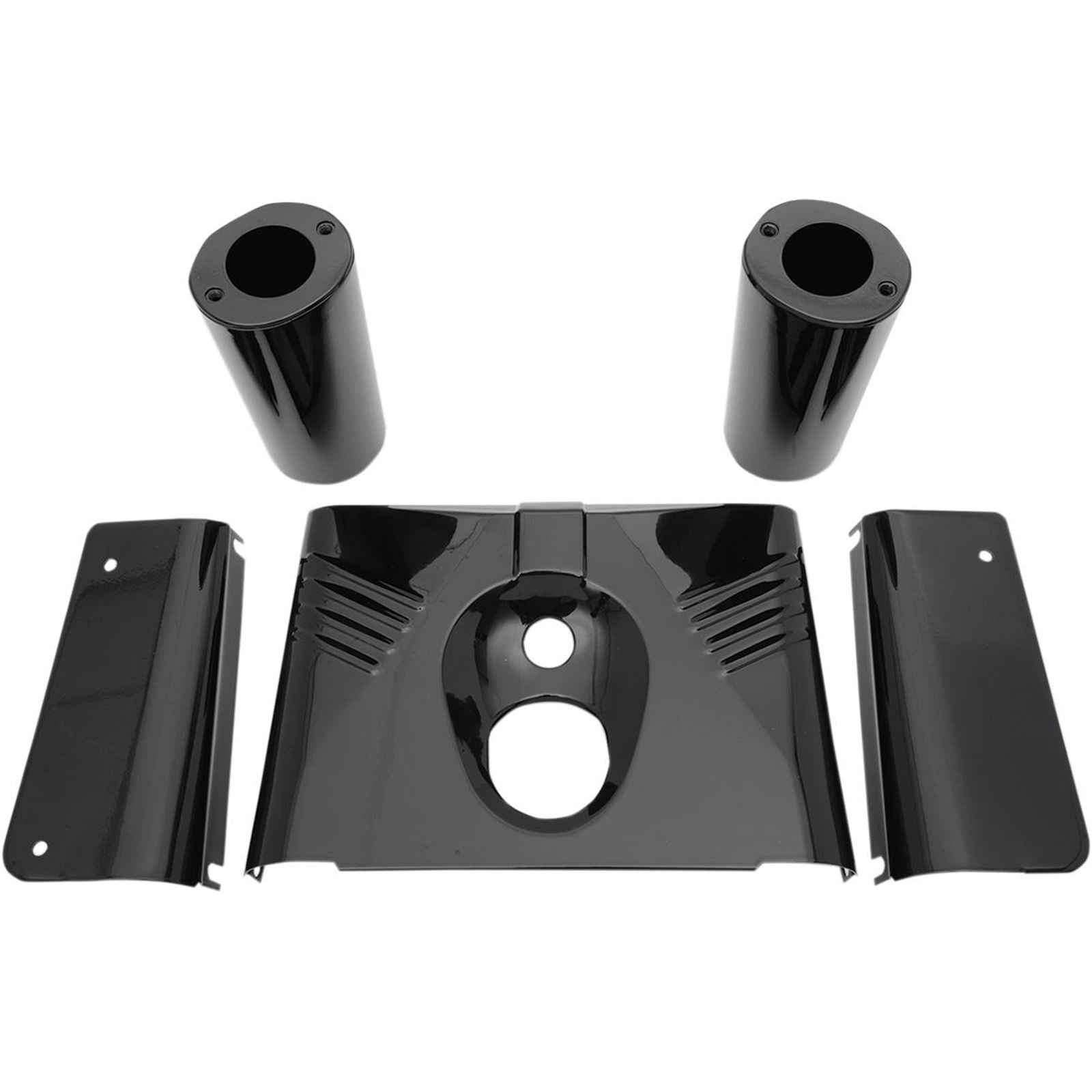 Drag Specialties 5-Piece Fork Tins - Gloss Black - Ribbed - '86-'17 FLST 0411-0144_260131
