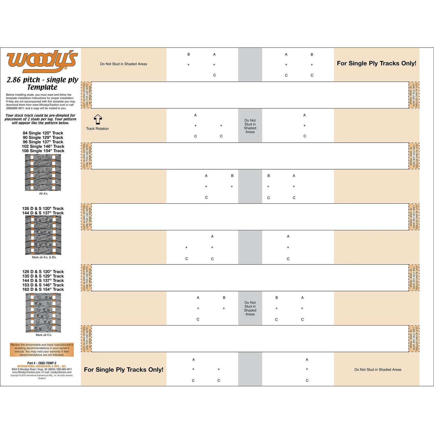 Woodys Stud Template 2.86" - Single Ply 286S-TEMP-2_274647