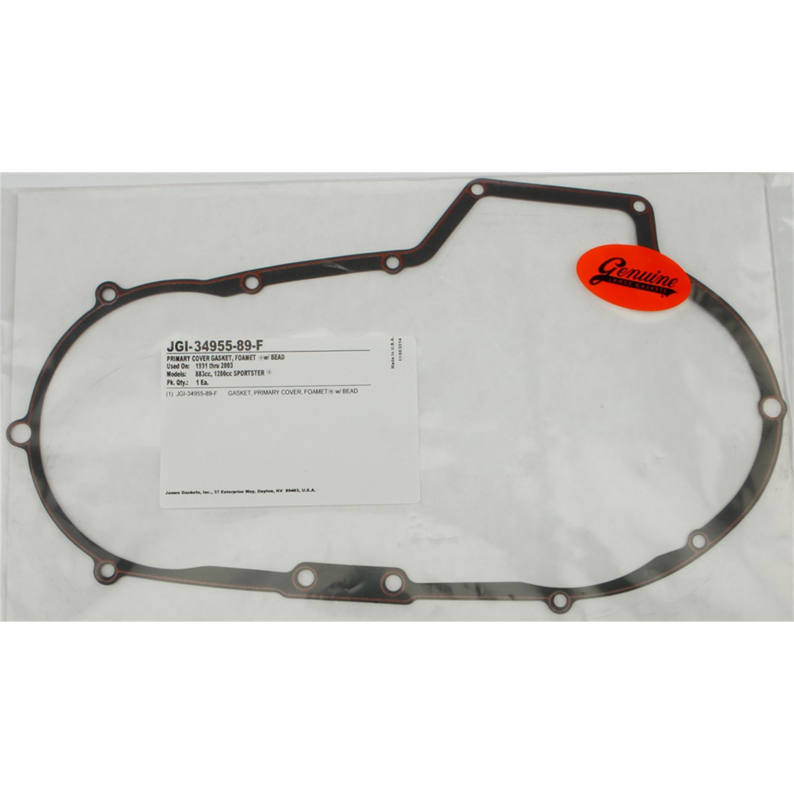 James Gaskets Gasket Primary Cover XL Foam [MPN: JGI-34955-89-F]_275529