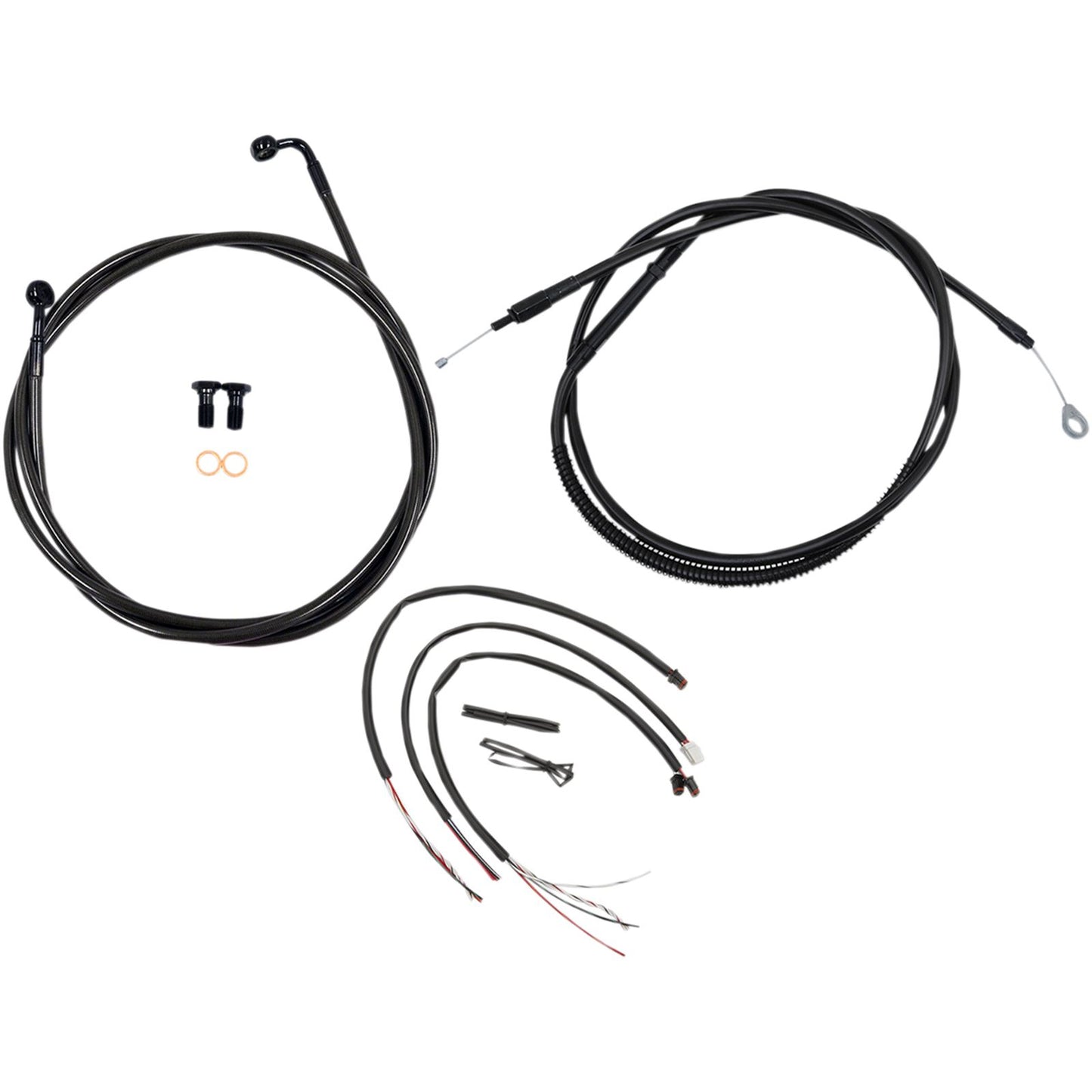 LA Choppers Midnight Cable Kit for 15" - 17" Ape Hanger Handlebars [MPN: LA-8153KT2-16M]_416259