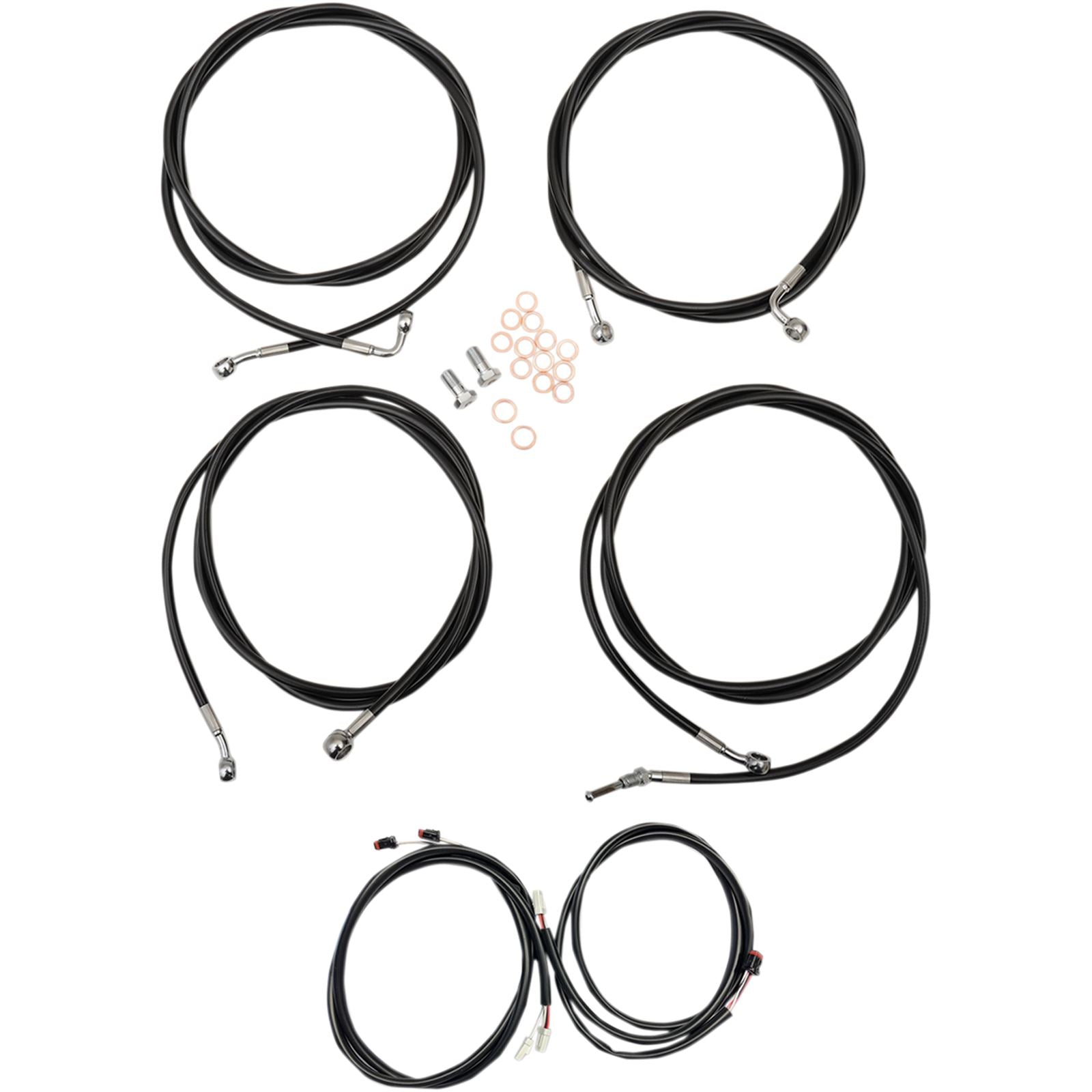 LA Choppers Black Vinyl Braided Cable/Brake Line Kit for 19" Ape Hangers [MPN: LA-8054KT3-19B]_416273