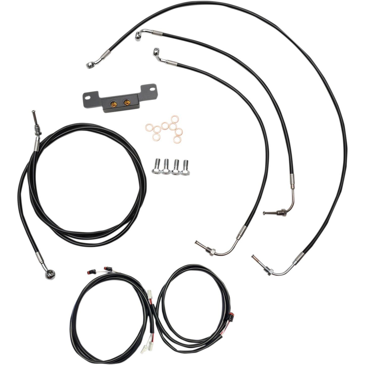 LA Choppers Vinyl Braided Cable/Brake Line Kit For 15-17"ApeHanger Handlebars [MPN: LA-8055KT3-16B]_416279