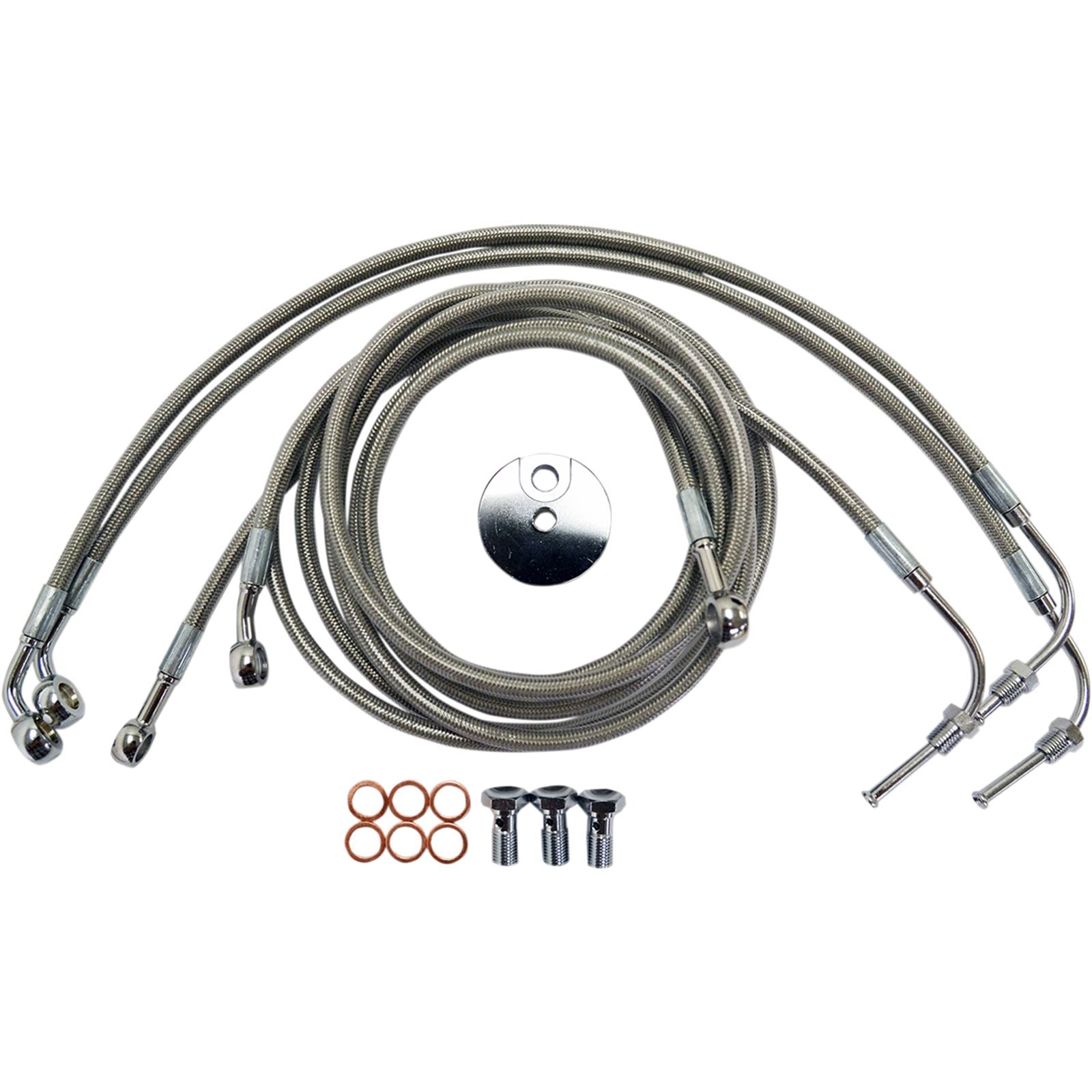 LA Choppers Brake Lines - 12" - 14" Ape Hanger Handlebars - Stainless Steel [MPN: LA-8050B13]_416494