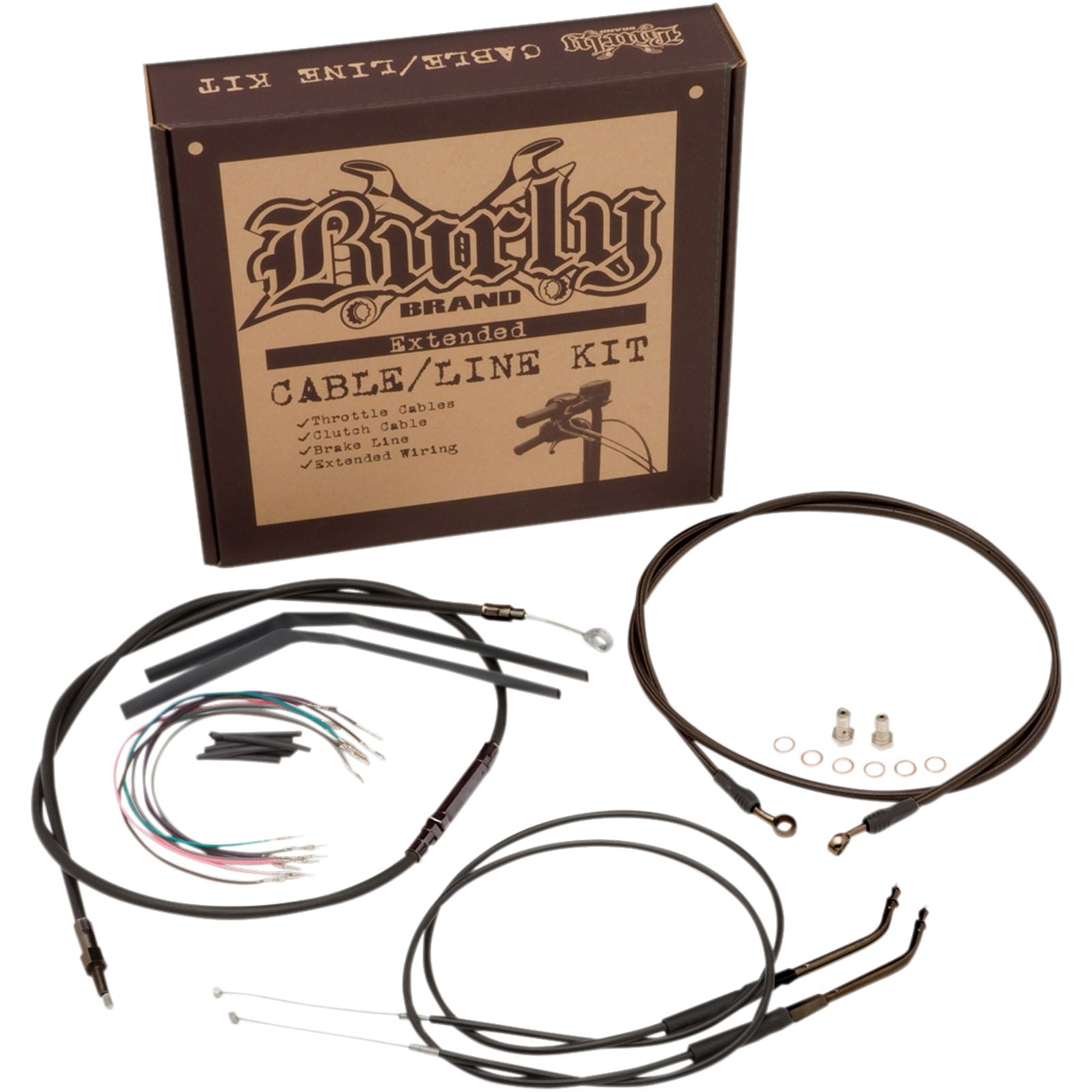 Burly Brand Complete Black Vinyl Cable/Brake Line Kit for 12" Ape Hanger Handlebars B30-1121_357397