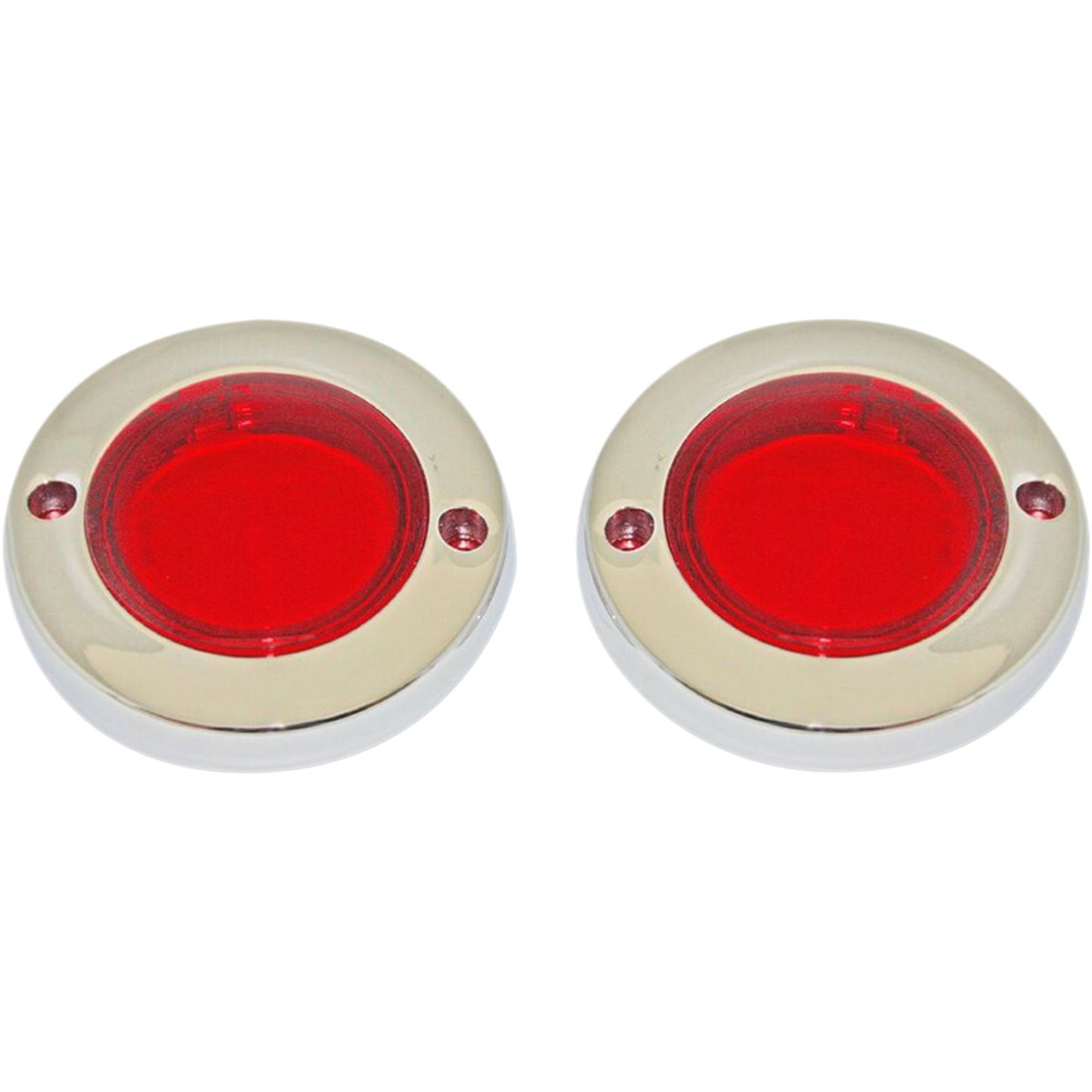 Custom Dynamics ProBEAM® Flat Bezel Turn Signal Adapters - Chrome/Red PB-FLAT-BEZ-CR_367466