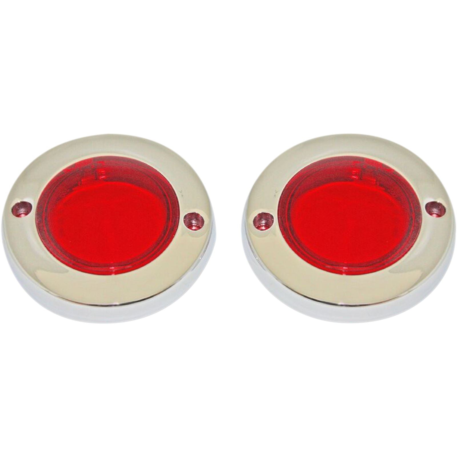 Custom Dynamics ProBEAM® Flat Bezel Turn Signal Adapters - Chrome/Red PB-FLAT-BEZ-CR_367466