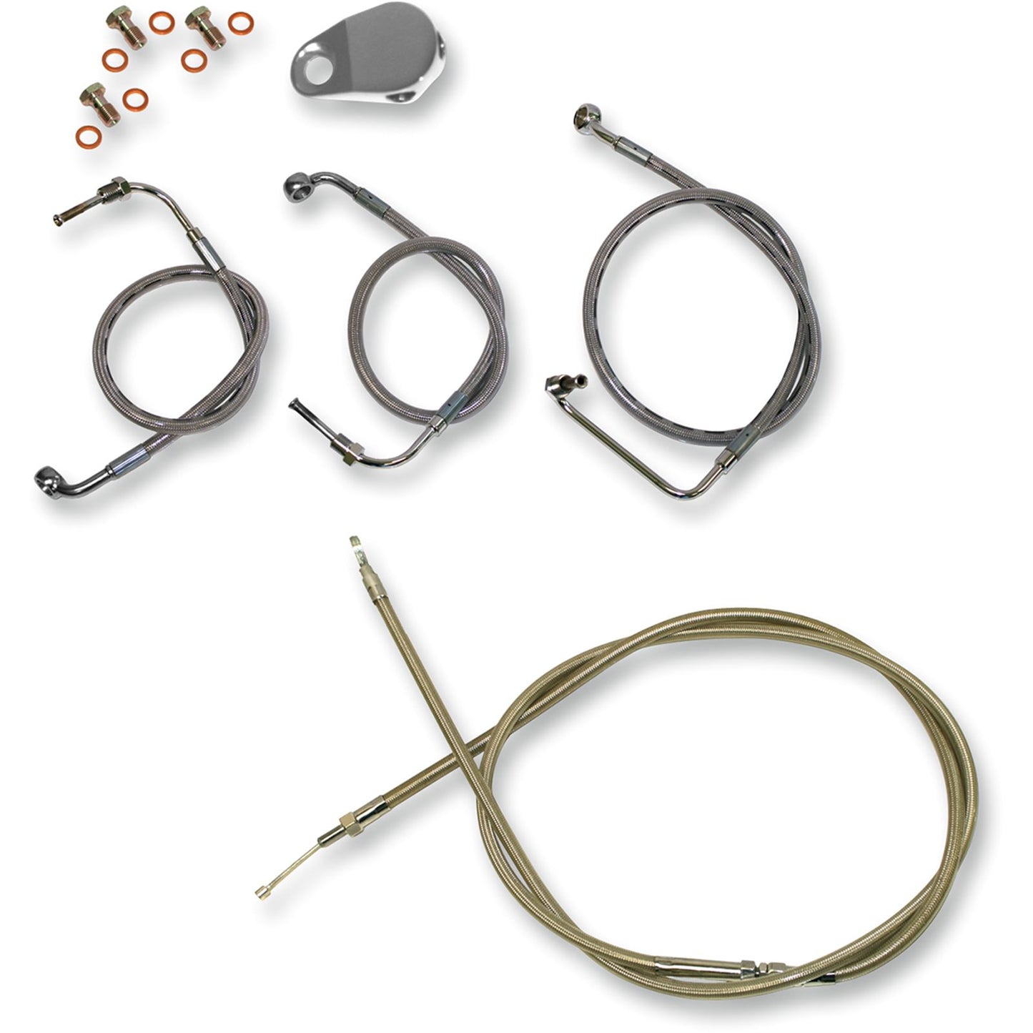 LA Choppers Standard SS Braided Cable/Brake Line Kit for Mini Ape Hangers [MPN: LA-8010KT-08]_414988