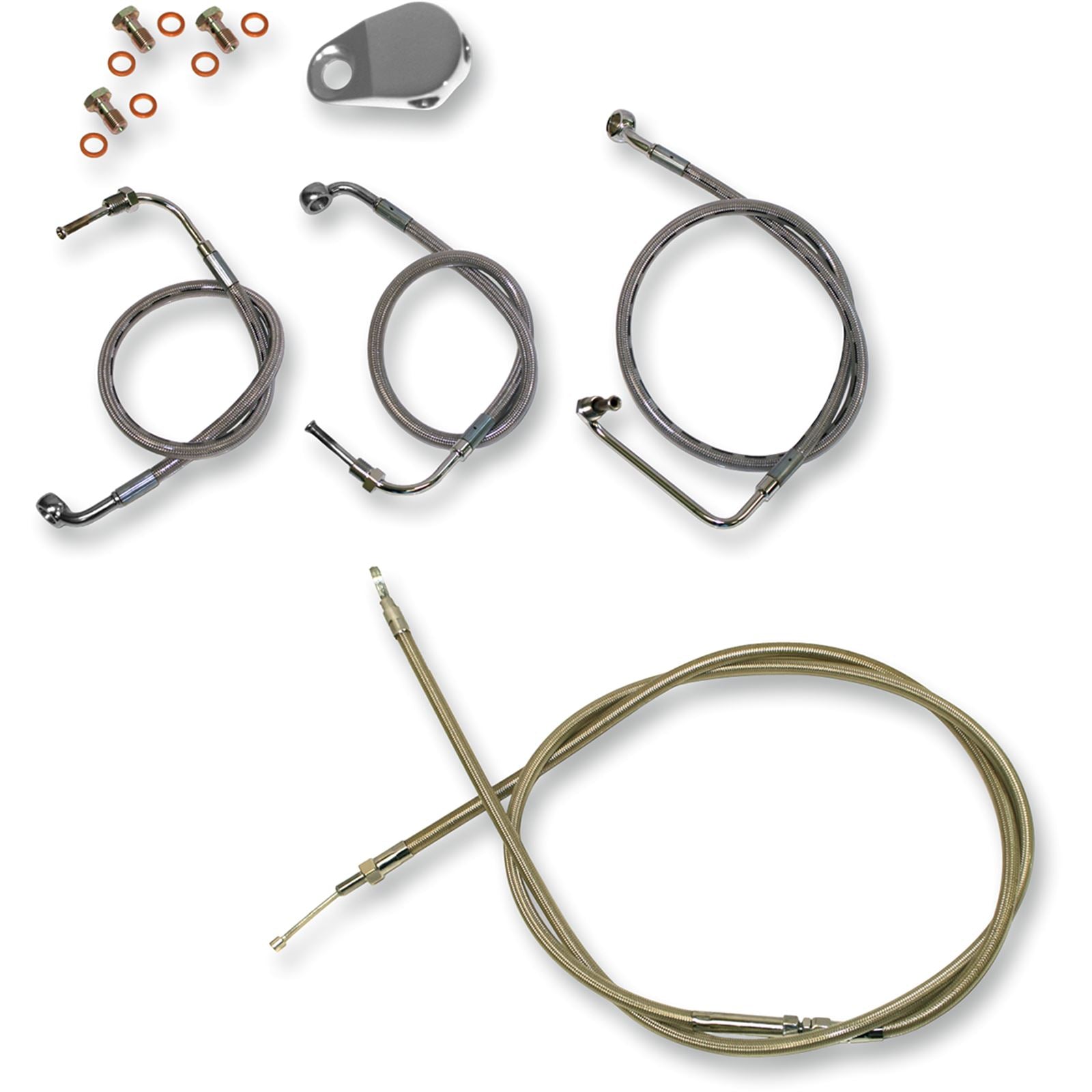LA Choppers Stand Stainless Braided Handlebar Cable/Brake Line Kit For 18"-20" [MPN: LA-8010KT-19]_414991