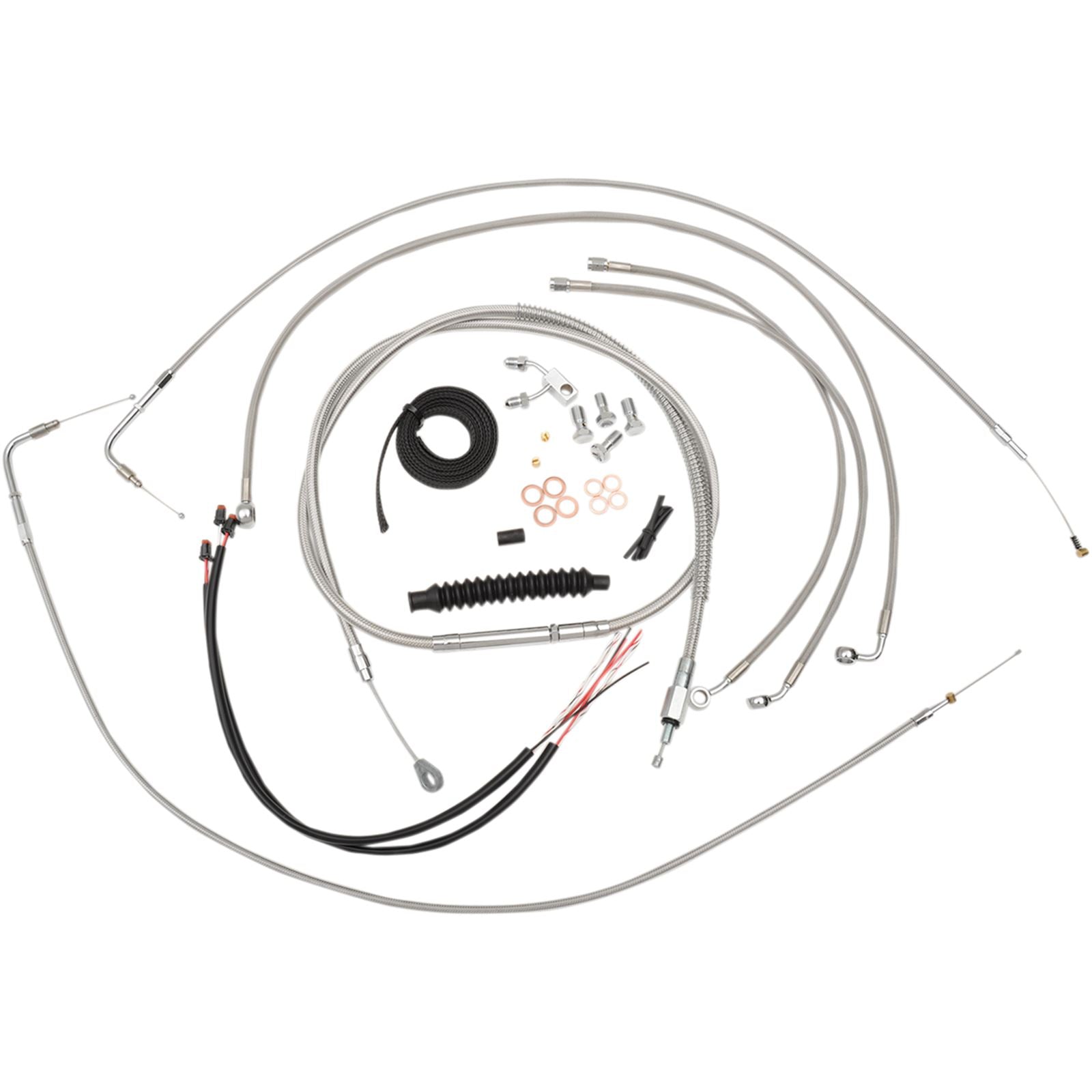 LA Choppers Handlebar Cable/Brake Line Kit - 15" - 17" - Stainless [MPN: LA-8150KT2-16]_415353