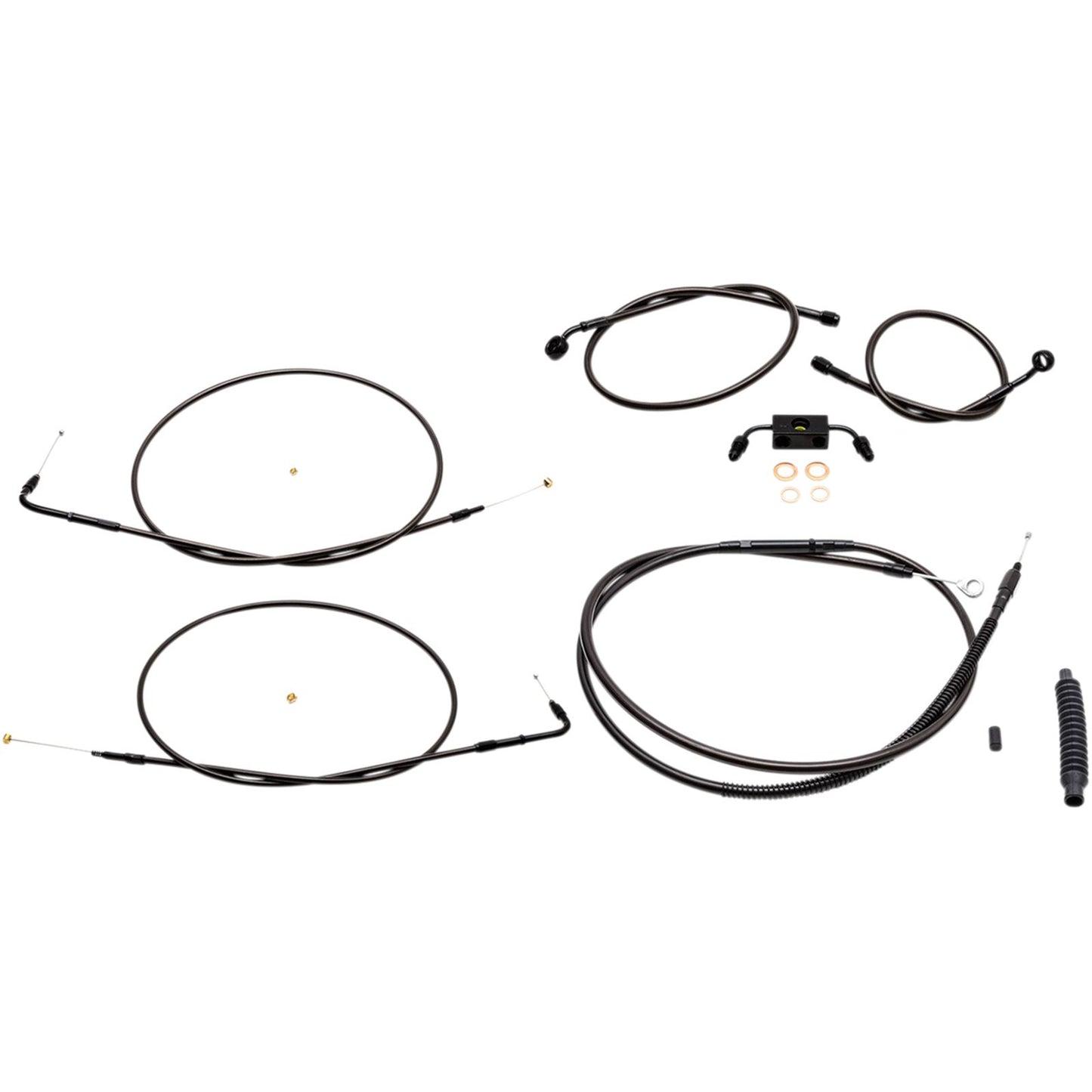 LA Choppers Handlebar Cable/Brake Line Kit - 15" - 17" - Midnight [MPN: LA-8211KT-16M]_415727