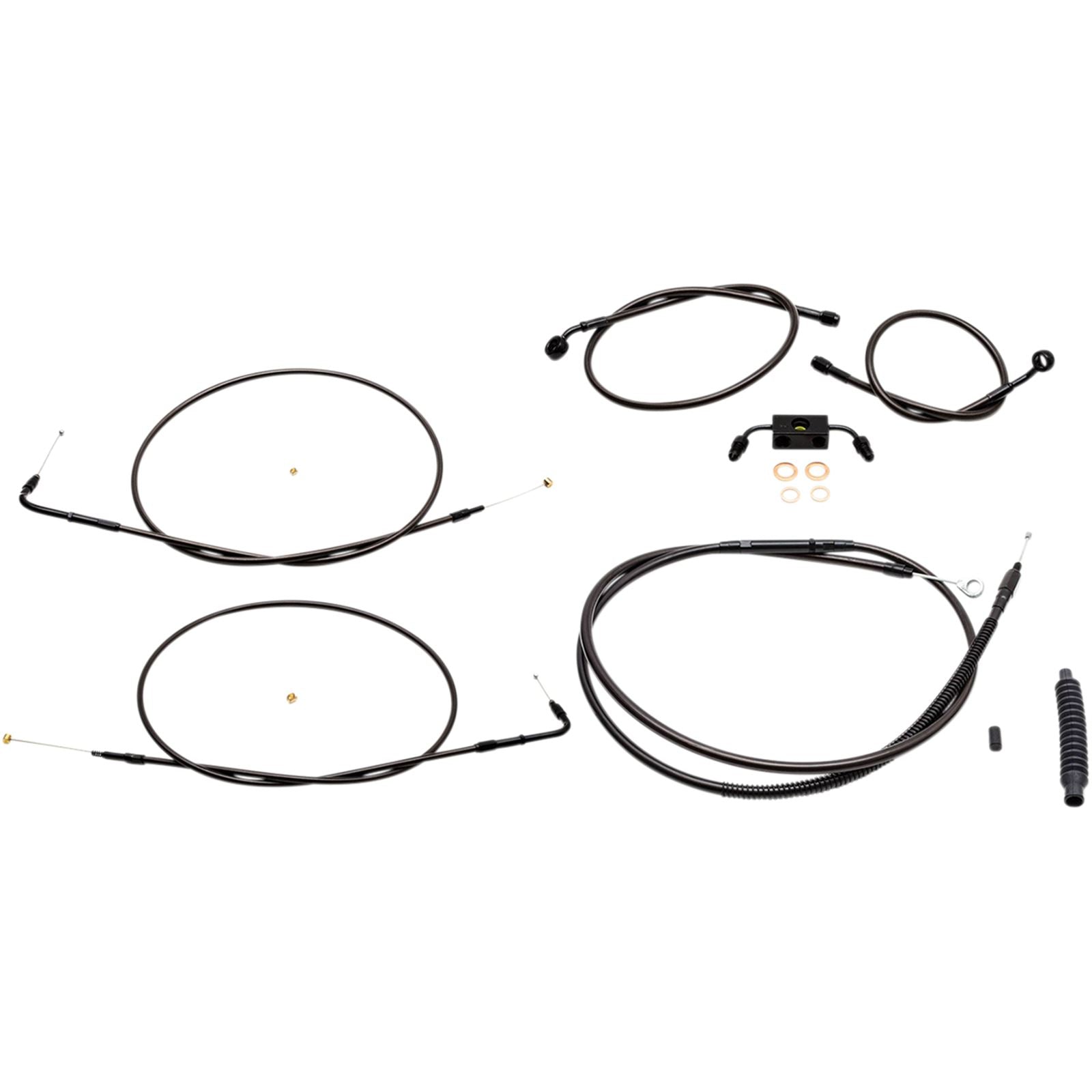 LA Choppers Handlebar Cable/Brake Line Kit - 15" - 17" - Midnight [MPN: LA-8211KT-16M]_415727