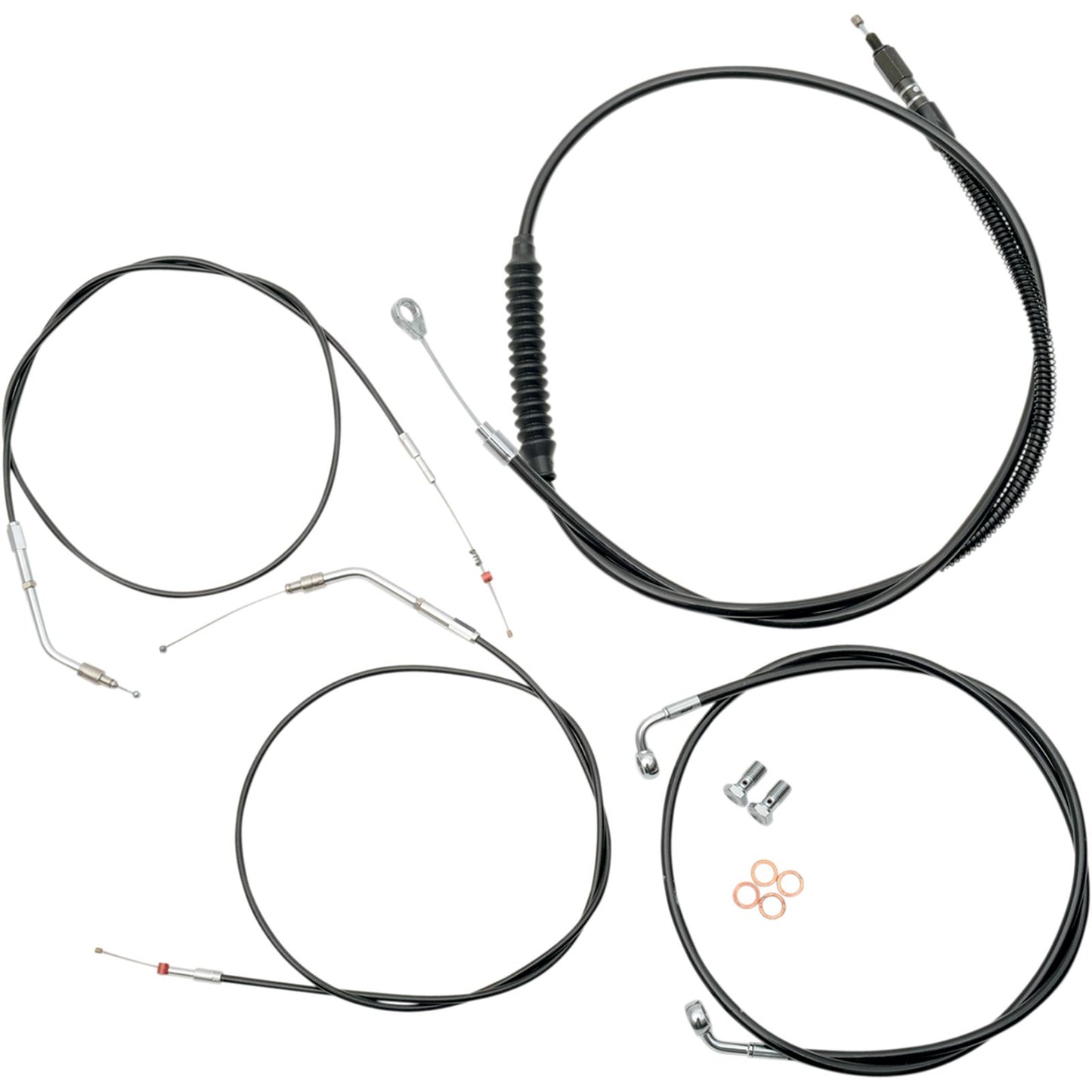 LA Choppers Handlebar Cable/Brake Line Kit - Black Vinyl [MPN: LA-8320KT-08B]_415067