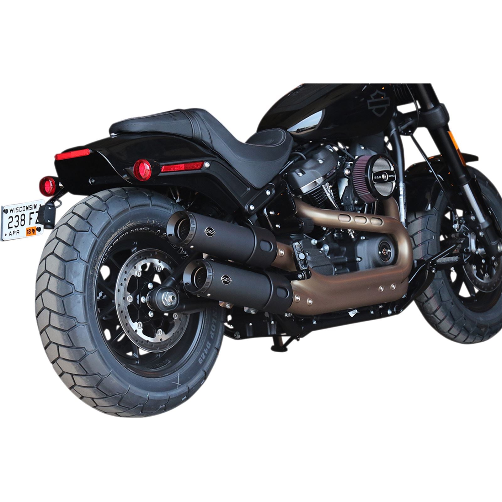 S&S Cycle Grand National Mufflers - Ceramic Black - Fat Bob '18-'19 550-0734_470039