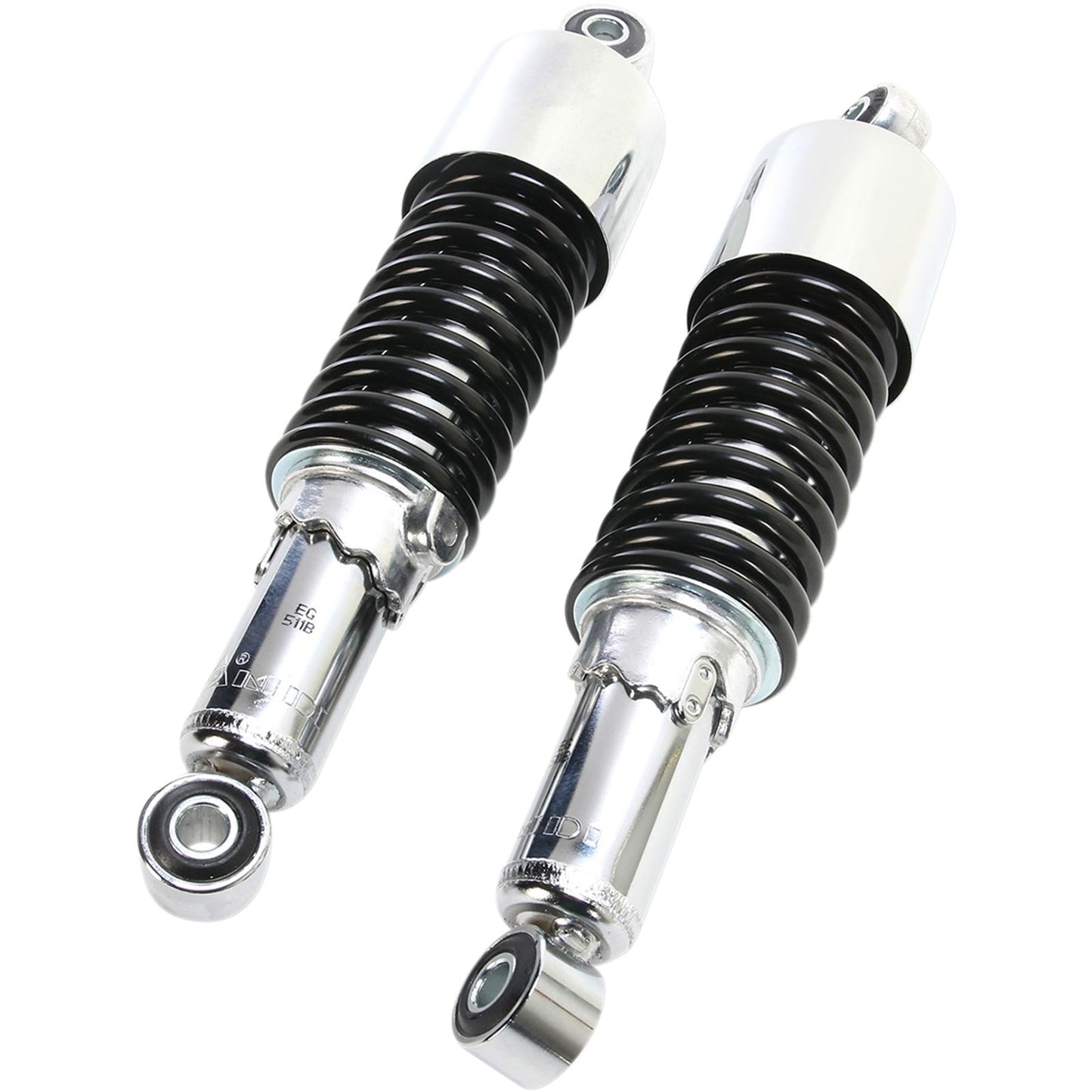 Emgo Custom Shorty Shocks With Shroud - Chrome/Black - Eye Lowering 17-05700_381635