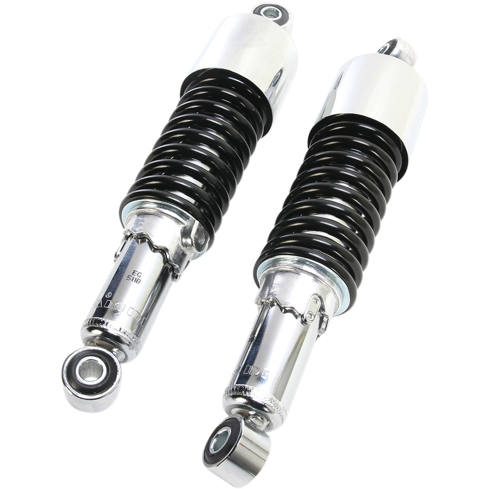 Emgo Custom Shorty Shocks With Shroud - Chrome/Black - Eye Lowering 17-05700_381635