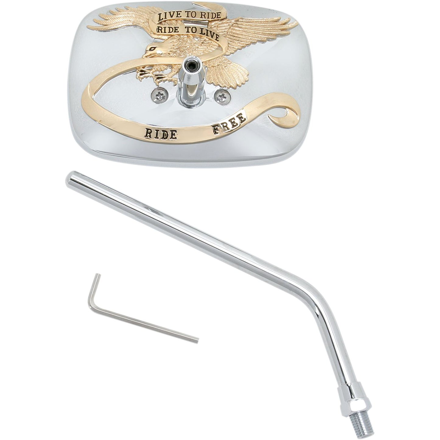 Emgo Live to Ride Free Mirror - Chrome/Gold - 10 mm - Left 20-31758A_381847