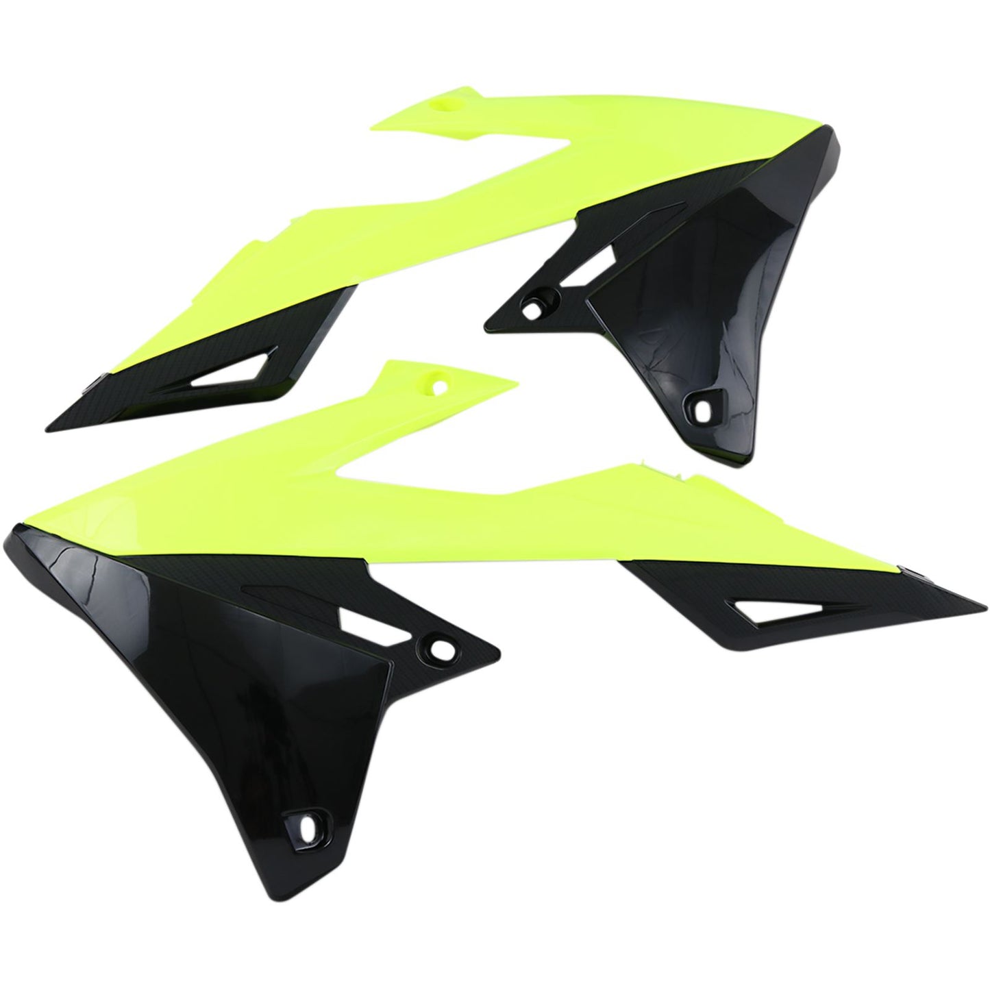 UFO Plastics Radiator Shrouds - Black/Fluorescent Yellow - RMZ 450 [MPN: SU04941-DFLUU]_486783