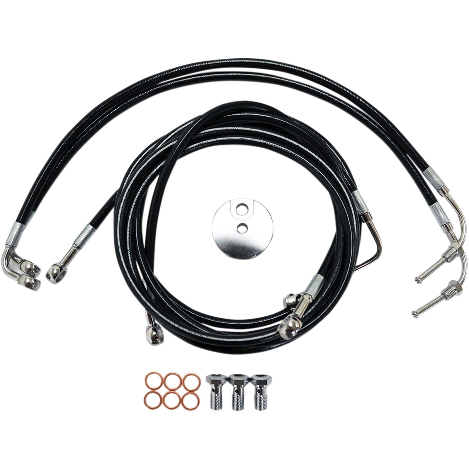 LA Choppers Brake Lines - Black - 15-17 FL ABS [MPN: LA-8051B16B]_416512