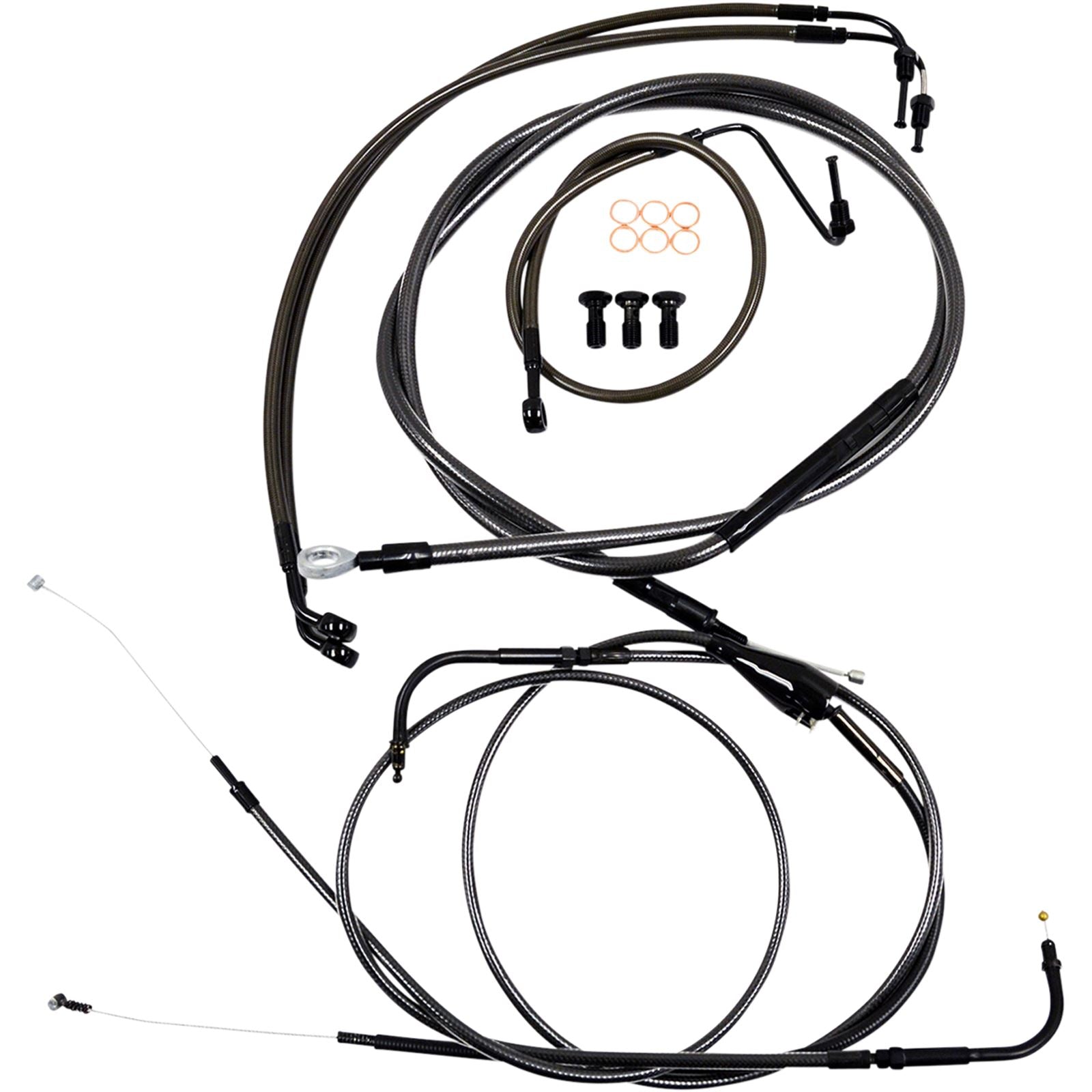 LA Choppers Braided Cable/Brake Line Kit For 15-17" Ape Hanger Handlebars [MPN: LA-8050KT-16M]_415583