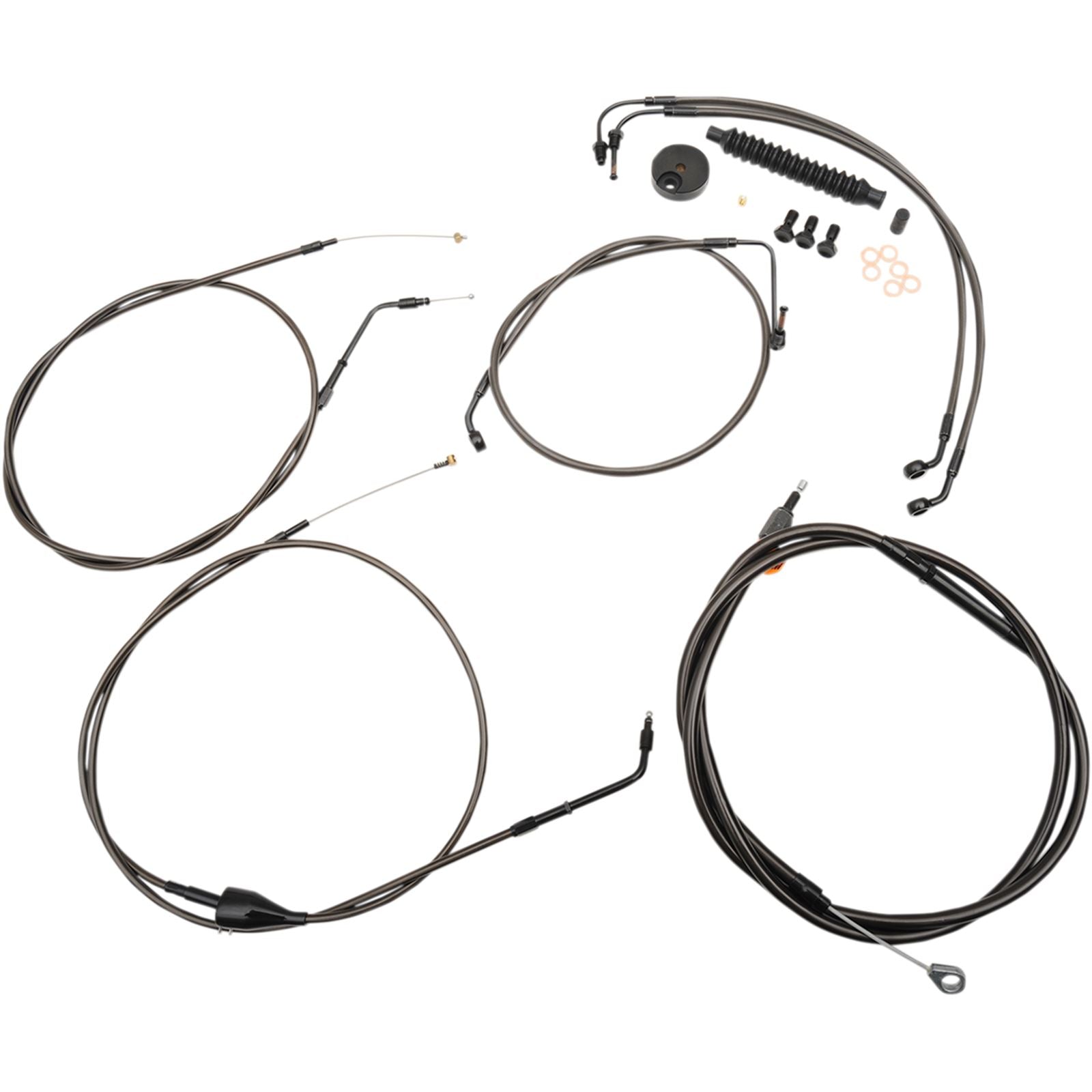 LA Choppers Std Midnight Braided Cable/Brake Line Kit for 12"-14" Ape Hangers [MPN: LA-8005KT-13M]_415567