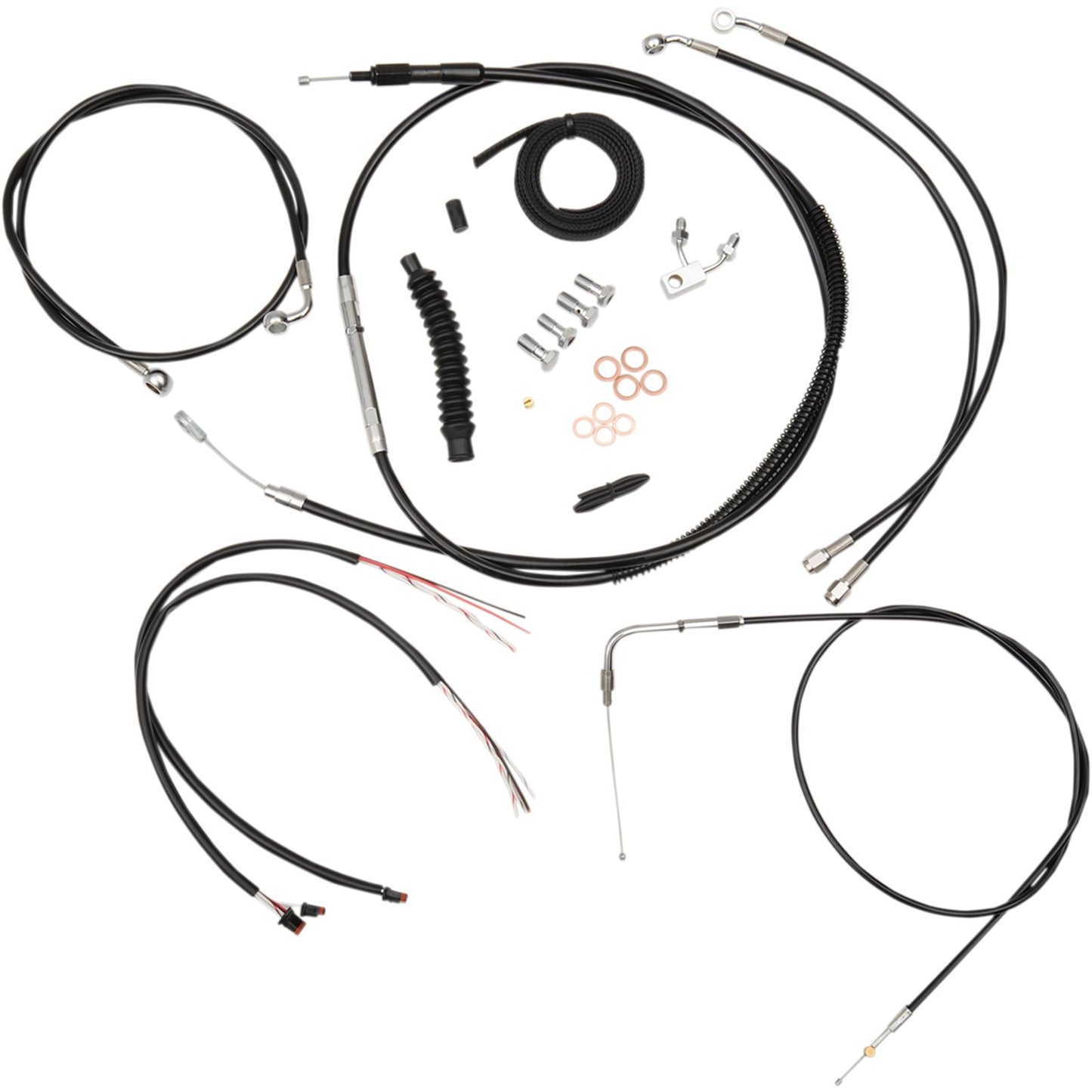 LA Choppers Black Vinyl Braided Cable/Brake Line Kit for 12"-14" Ape Hangers [MPN: LA-8150KT2-13B]_415352