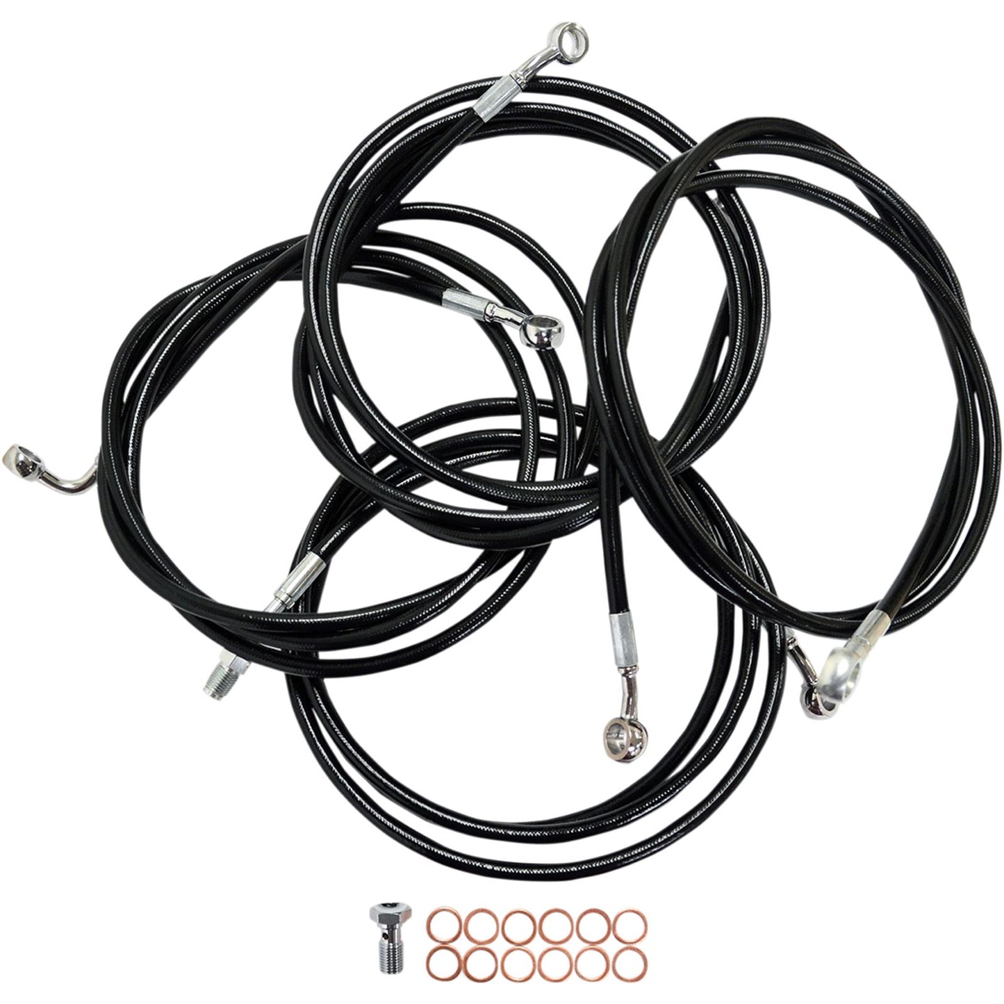 LA Choppers Std Blk Vinyl Braided Cable/Brake Line Kit for 12"-14" Ape Hangers [MPN: LA-8052KT-13B]_415150