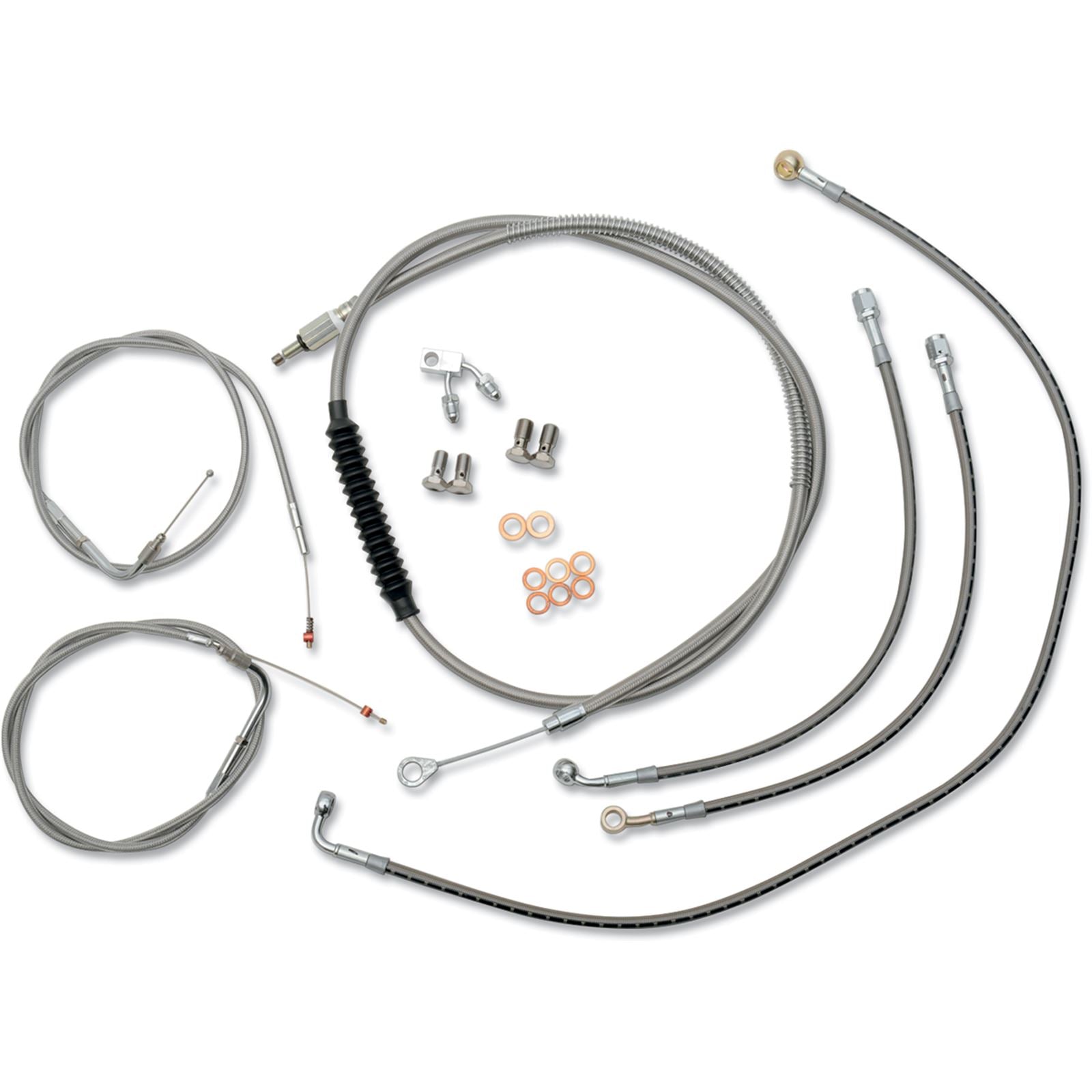 LA Choppers Standard SS Braided Cable/Brake Line Kit for 18" - 20" Ape Hangers [MPN: LA-8150KT-19]_415134