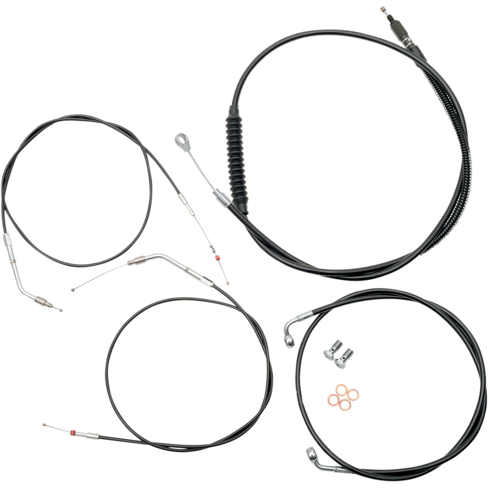 LA Choppers Std Blk Vinyl Braided Cable/Brake Line Kit for 18"-20" Ape Hangers [MPN: LA-8320KT-19B]_415070