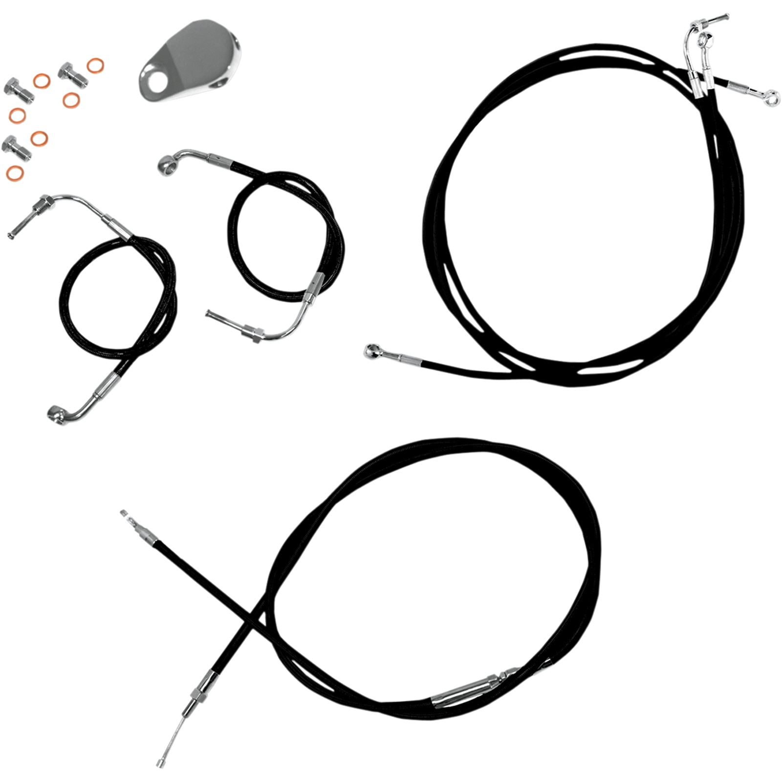 LA Choppers Std Blk Vinyl Braided Cable/Brake Line Kit for 18"-20" Ape Hangers [MPN: LA-8050KT-19B]_415112