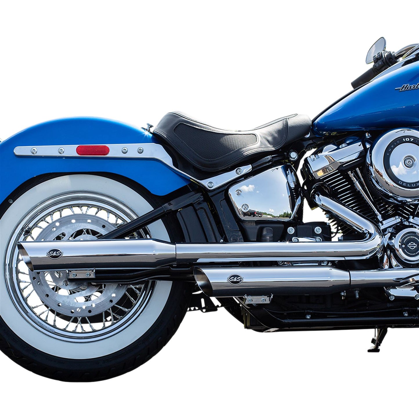 S&S Cycle Slash Cut Race Mufflers - Chrome - Softail Classic/Deluxe '18-'19 550-0739_470083