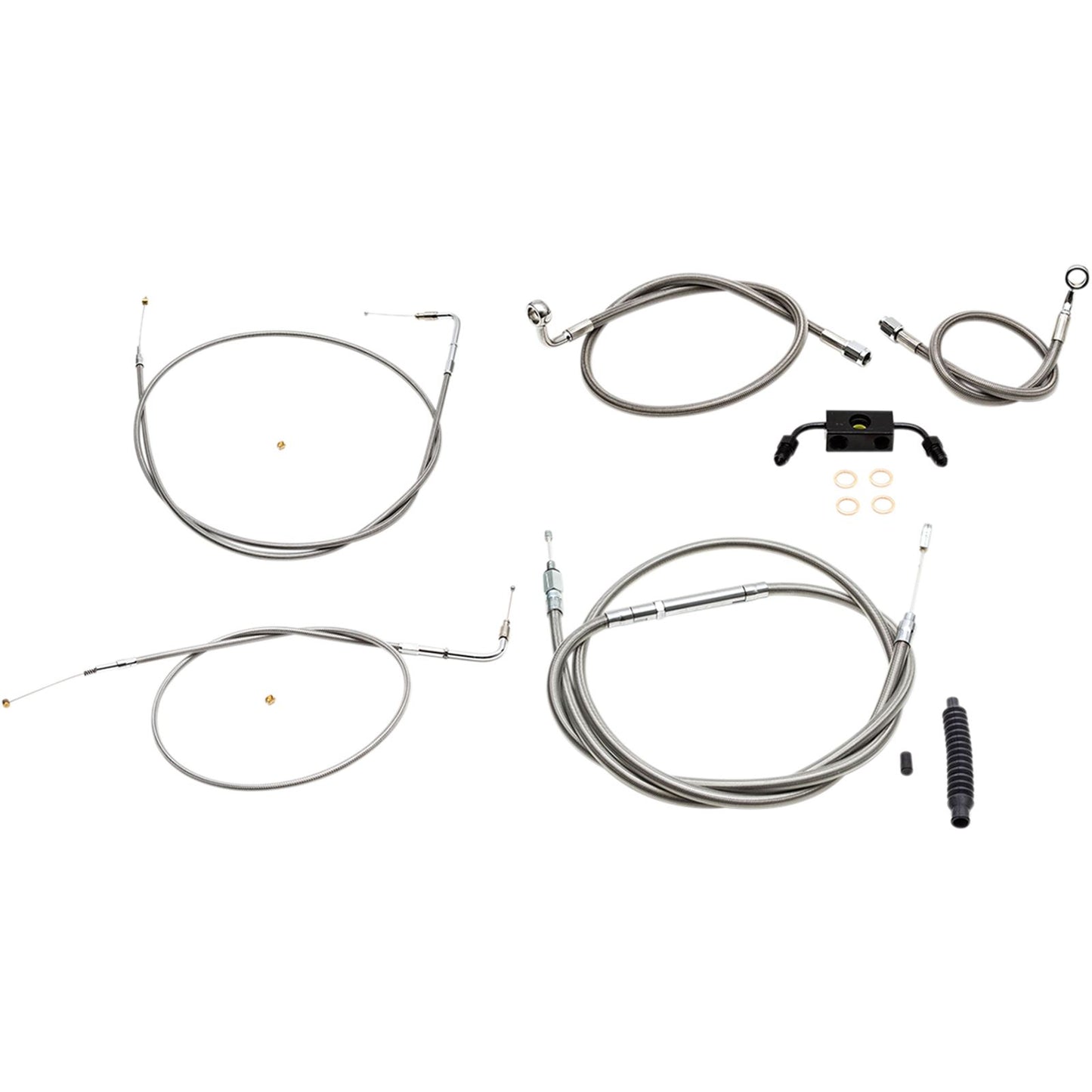 LA Choppers Standard SS Braided Cable/Brake Line Kit for 12" - 14" Ape Hangers [MPN: LA-8321KT-13]_415746
