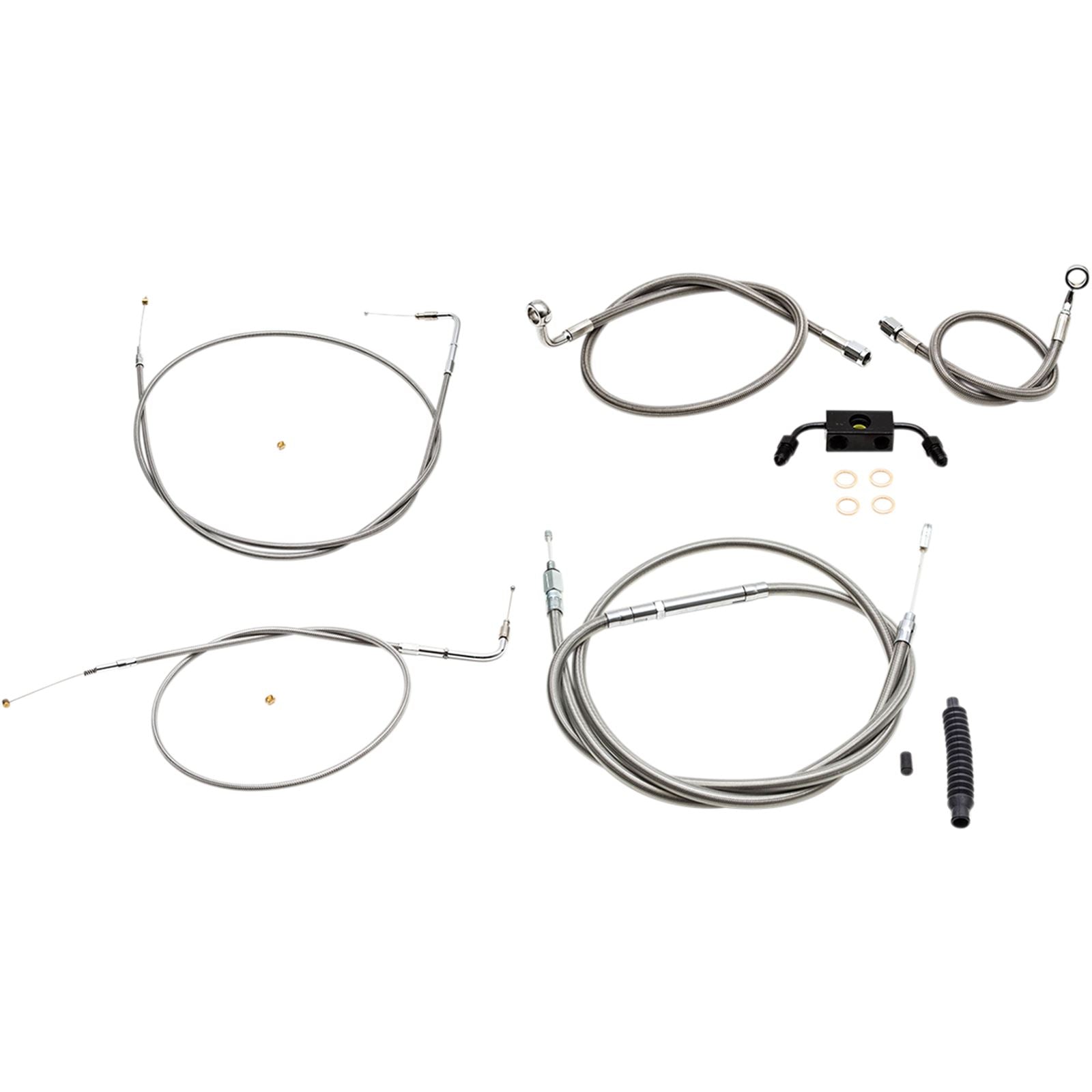 LA Choppers Standard SS Braided Cable/Brake Line Kit for 12" - 14" Ape Hangers [MPN: LA-8321KT-13]_415746