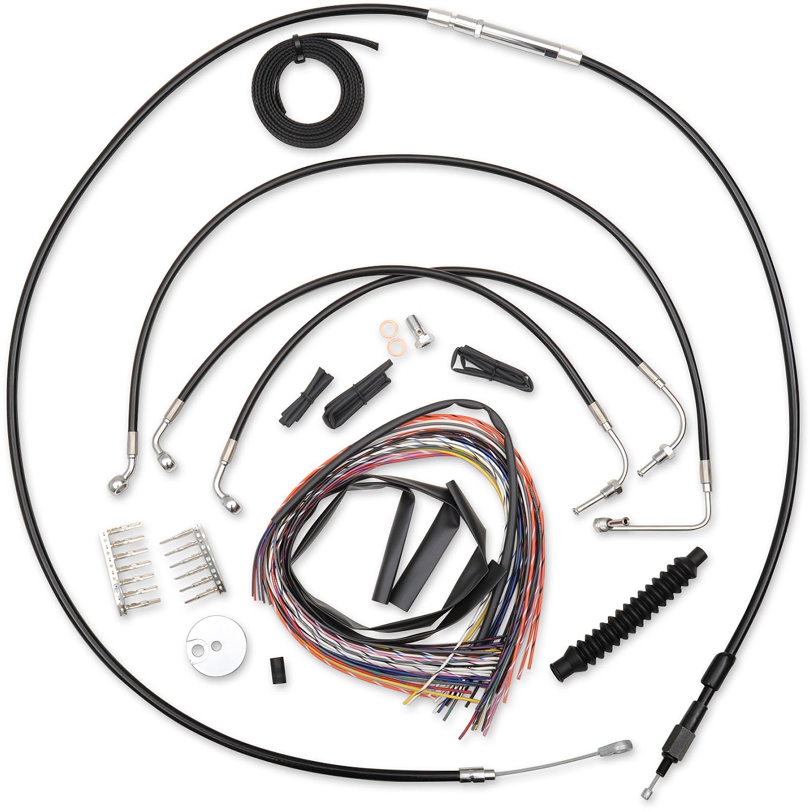 LA Choppers Black Vinyl Braided Cable/Brake Line Kit For Mini Ape Hangers [MPN: LA-8010KT2-08B]_415227