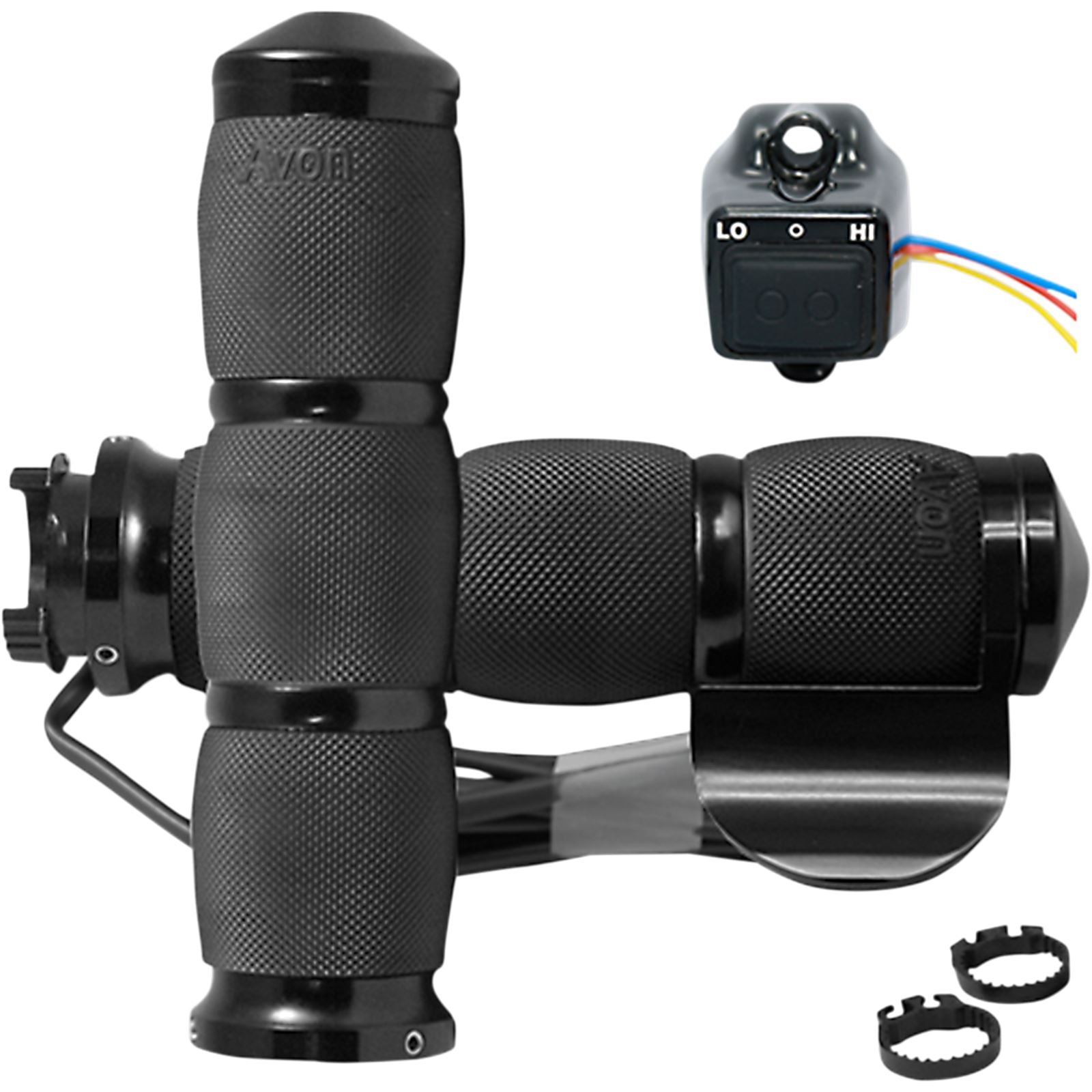 Avon Grips Black Heated Air Cushion Grips with Throttle Boss for Metric MT-AIR-90A-BO-H_347686