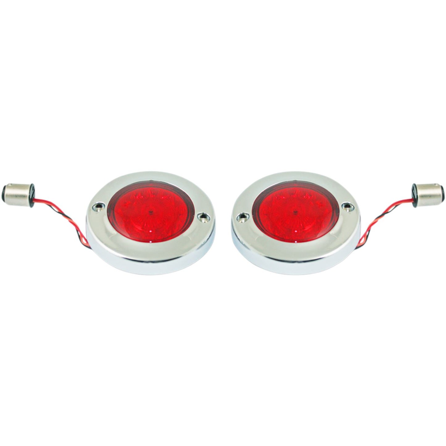 Custom Dynamics LED Flat Turn Signals - 1156 - Chrome - Red Lens PB-FB-R-1156CR_367516