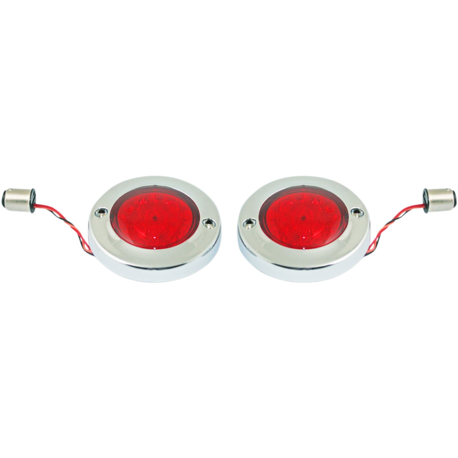 Custom Dynamics LED Flat Turn Signals - 1156 - Chrome - Red Lens PB-FB-R-1156CR_367516
