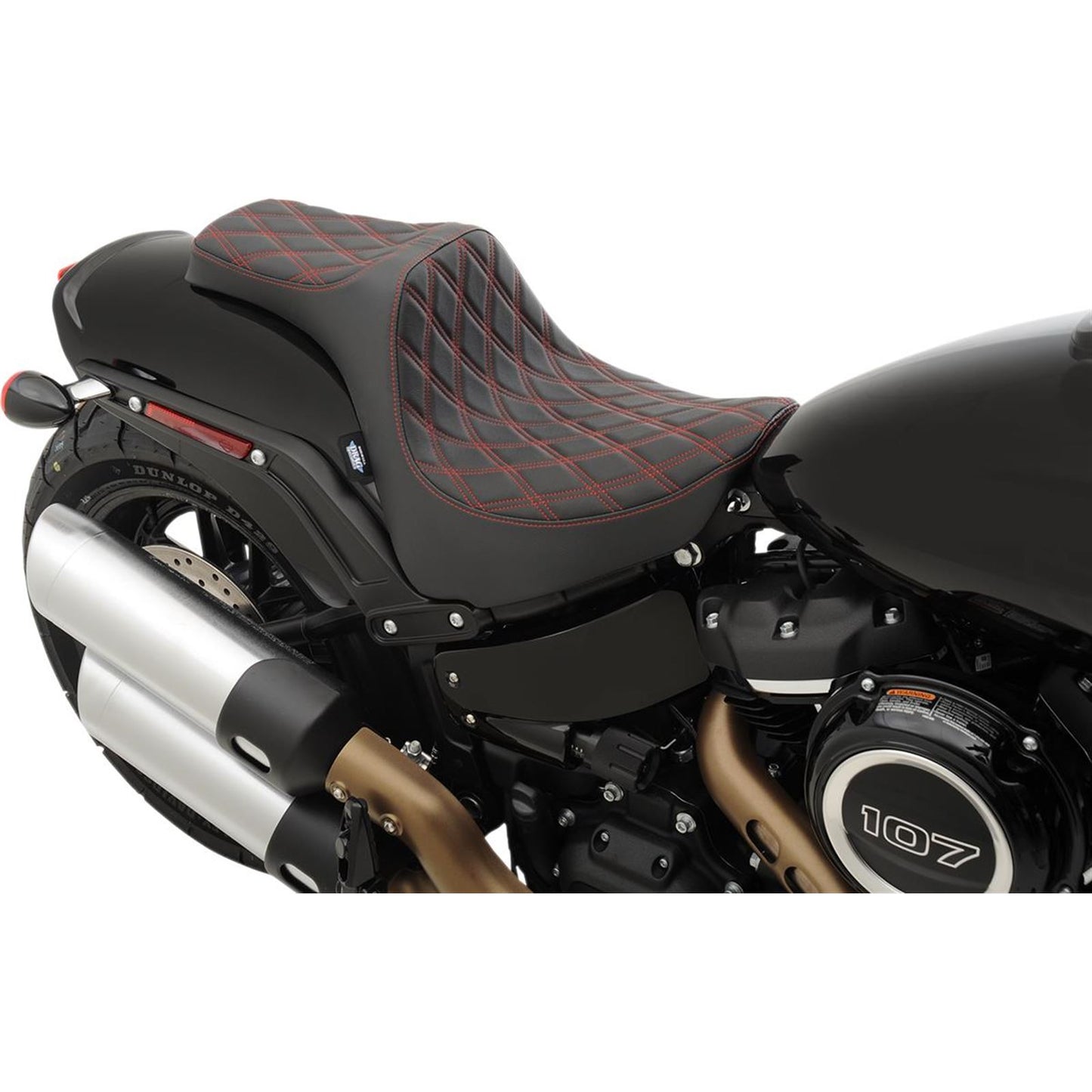 Drag Specialties Predator III Seat - Double Diamond - Red Stitched - FXFB 0802-1074_285505