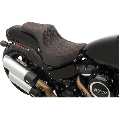 Drag Specialties Predator III Seat - Double Diamond - Red Stitched - FXFB 0802-1074_285505