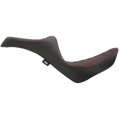 Drag Specialties Predator III Seat - Double Diamond - Red Thread -Softail 0802-1147_285686