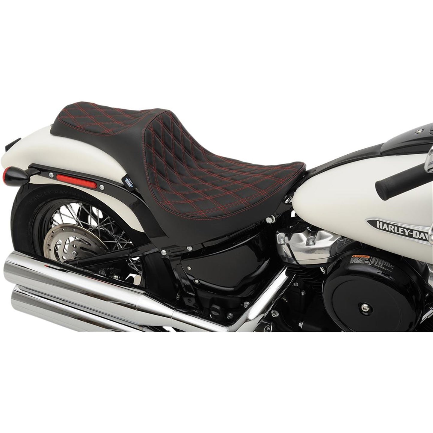 Drag Specialties Predator III Seat - Double Diamond - Red Thread -Softail 0802-1147_285687