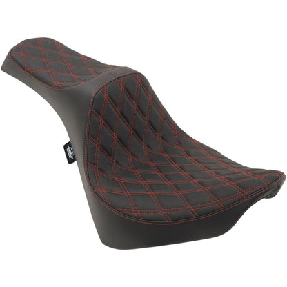 Drag Specialties Predator III Seat - Double Diamond - Red Thread -Softail 0802-1147_285688