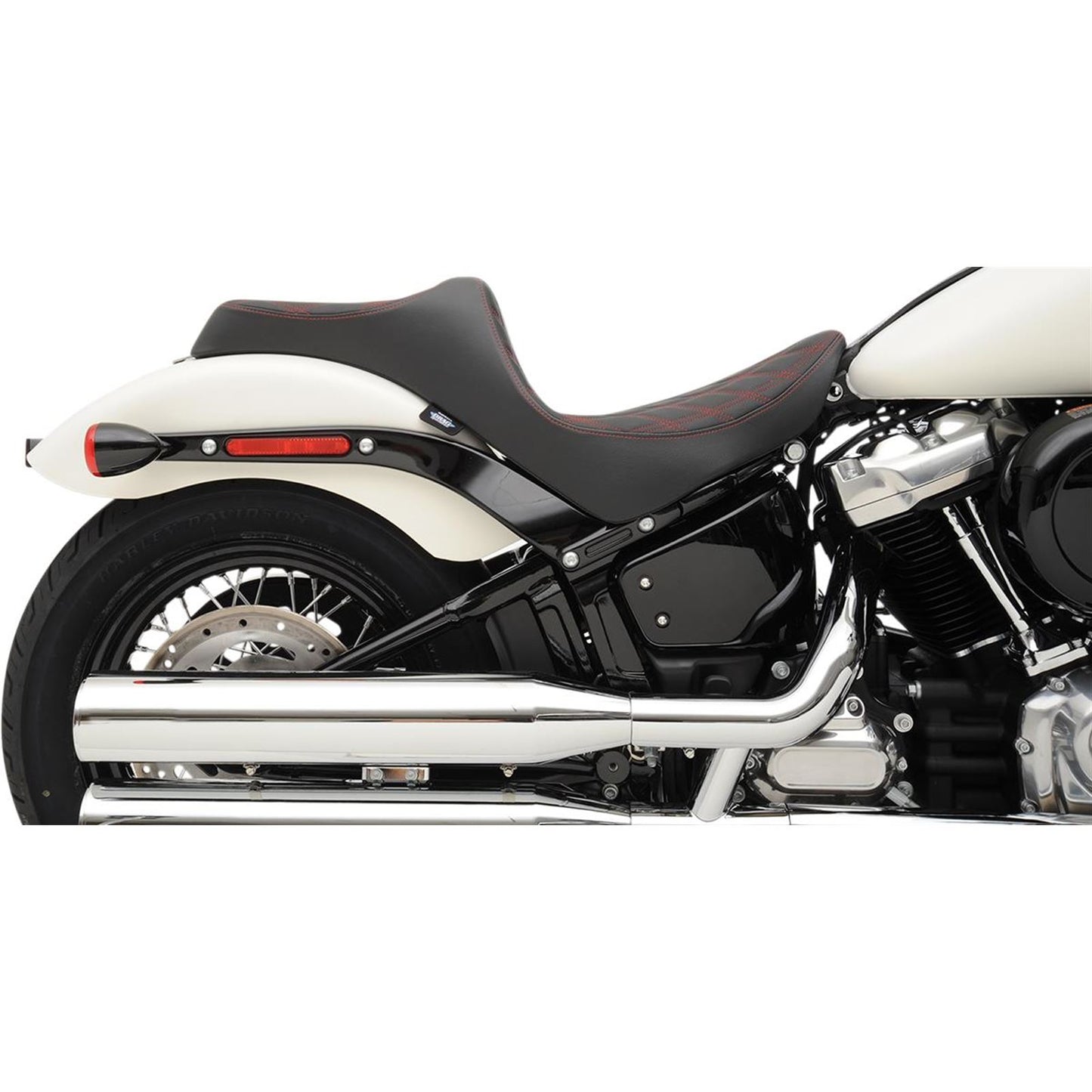 Drag Specialties Predator III Seat - Double Diamond - Red Thread -Softail 0802-1147_285689