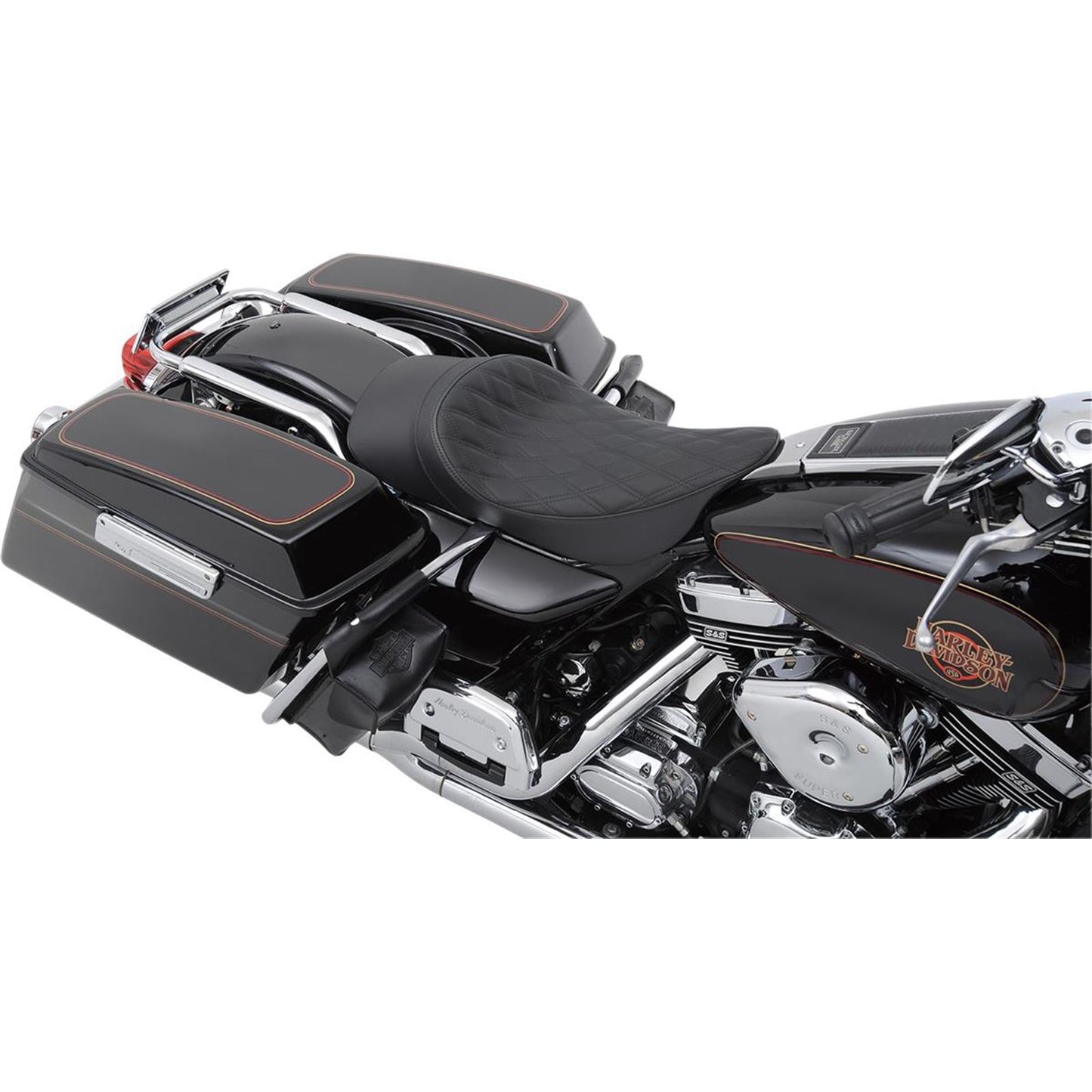 Drag Specialties Low Profile Solo Seat - Forward Positioned - Double Diamond 0801-1159_285840